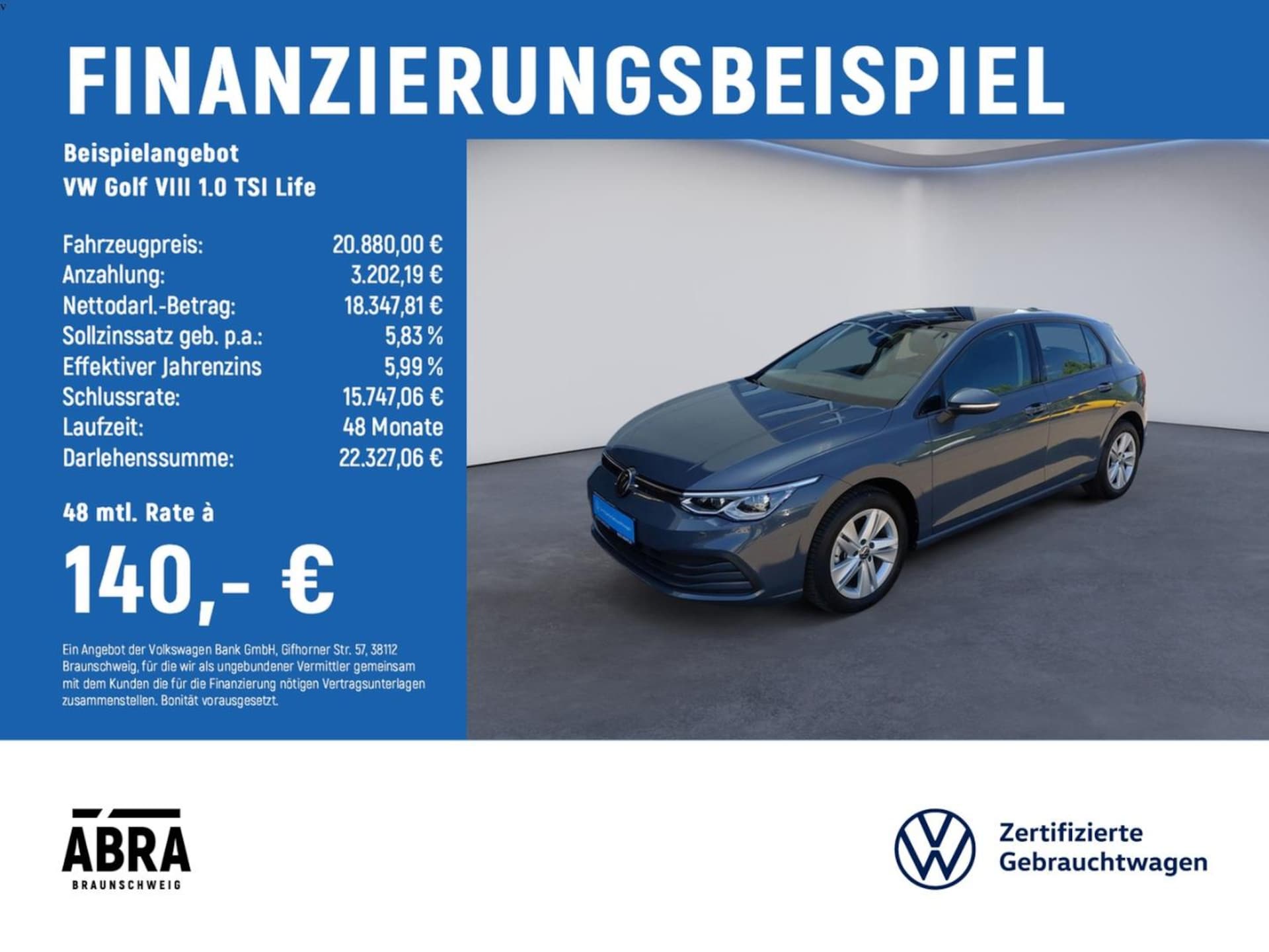 Volkswagen Golf 2024 — Golf VIII 1.0 TSI Life NAVI+APP+LED+ACC+CAM