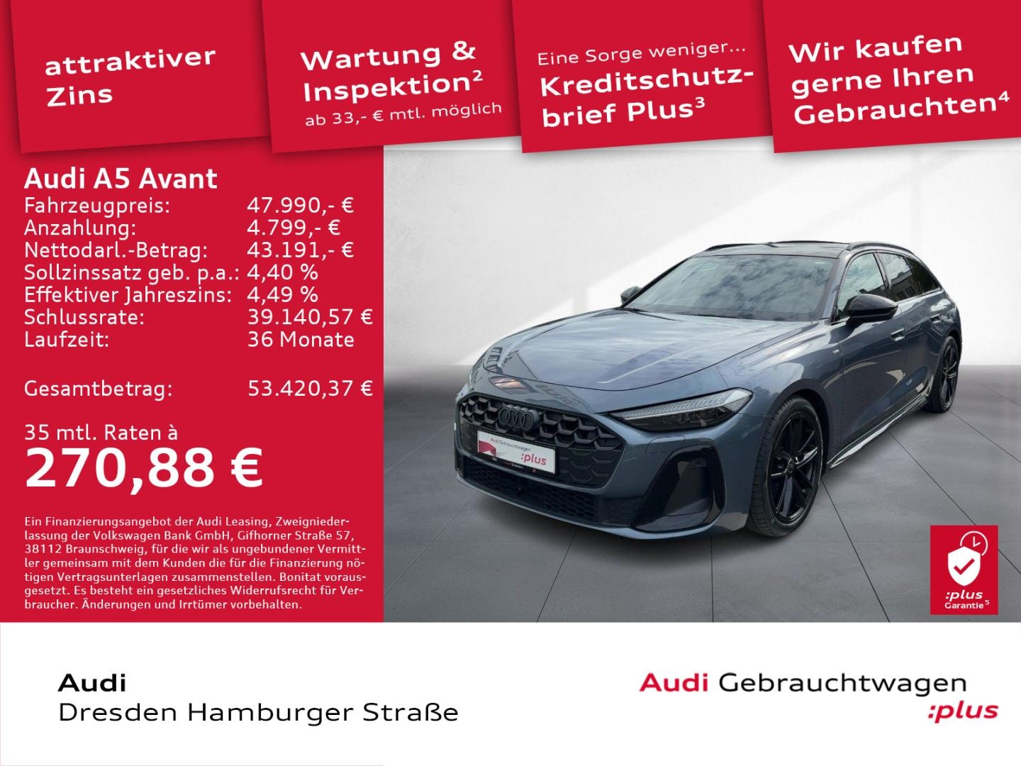 Bild über Audi A5 Avant TFSI quattro S tronic - für weitere Informationen kontaktieren Sie den Audi Partner