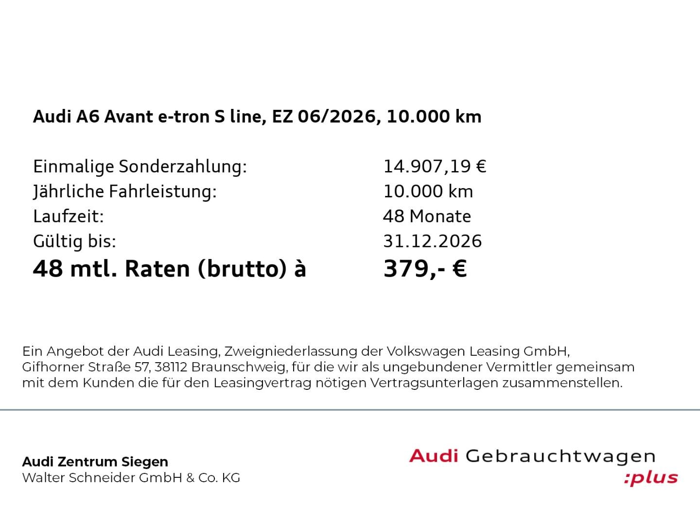 Bild über Audi A6 Avant e-tron S line business e-tron quattro 315 kW - für weitere Informationen kontaktieren Sie den Audi Partner