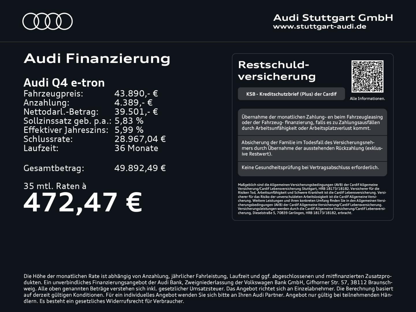 Bild über Audi Q4 e-tron 40 e-tron - für weitere Informationen kontaktieren Sie den Audi Partner