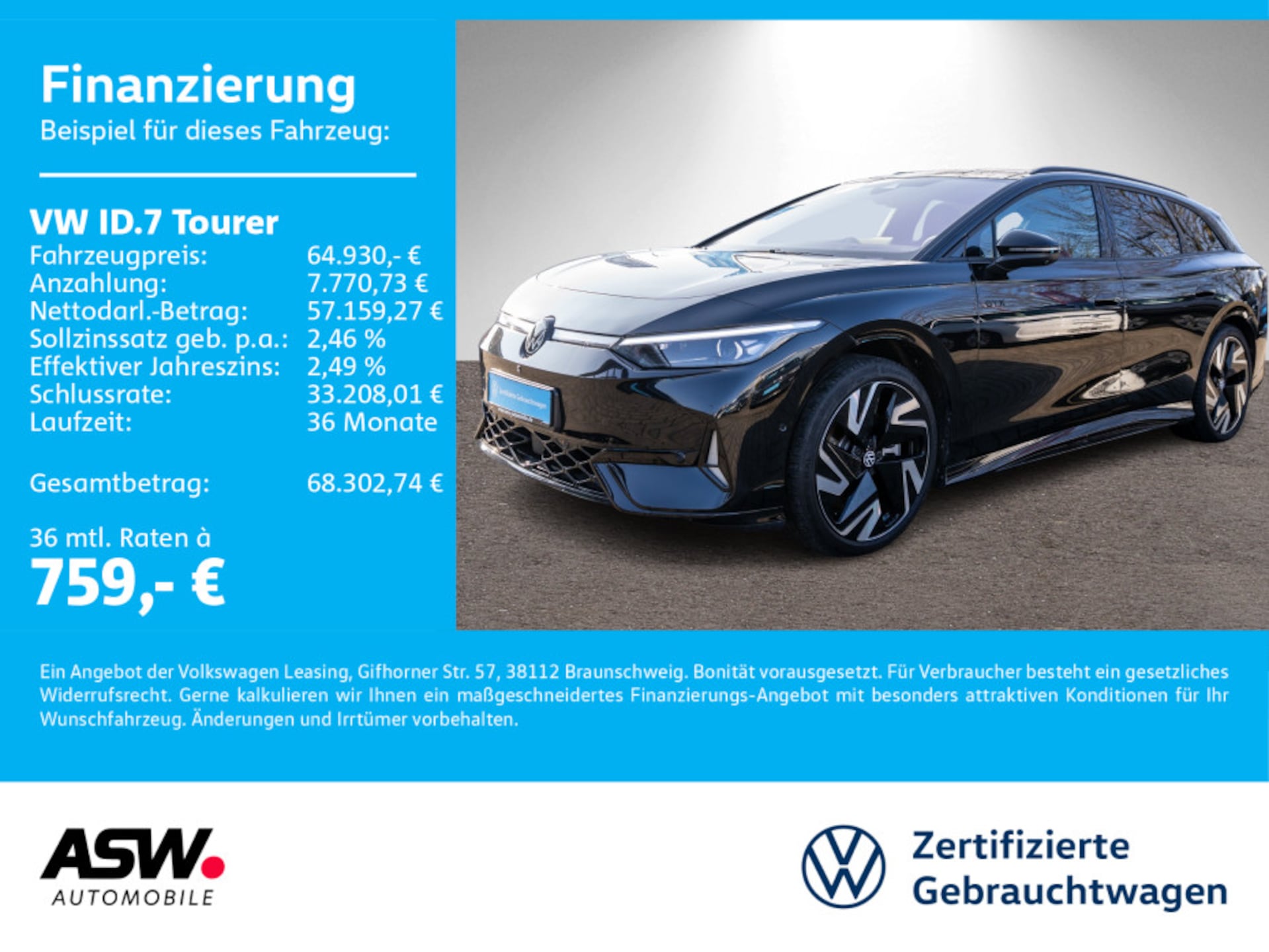 Volkswagen ID.7 Tourer — Volkswagen ID.7 Tourer ID.7 Tourer GTX 4M LED Nav 360° PANO DCC ACC AHK