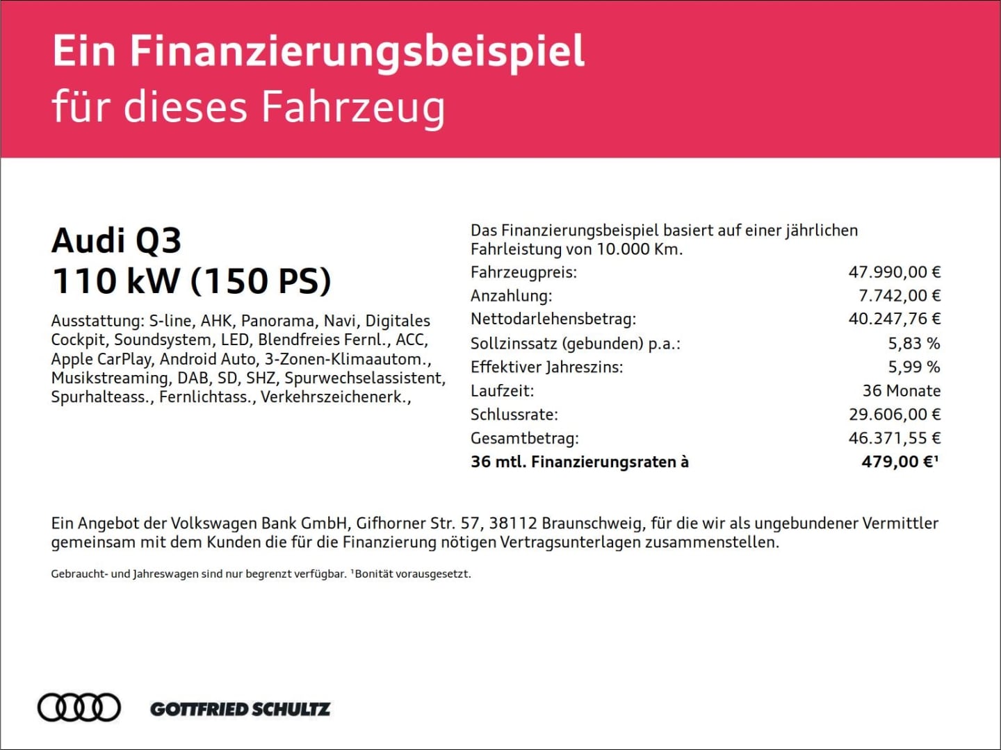 Bild über Audi Q3 Sportback TFSI 110 kW S tronic - für weitere Informationen kontaktieren Sie den Audi Partner