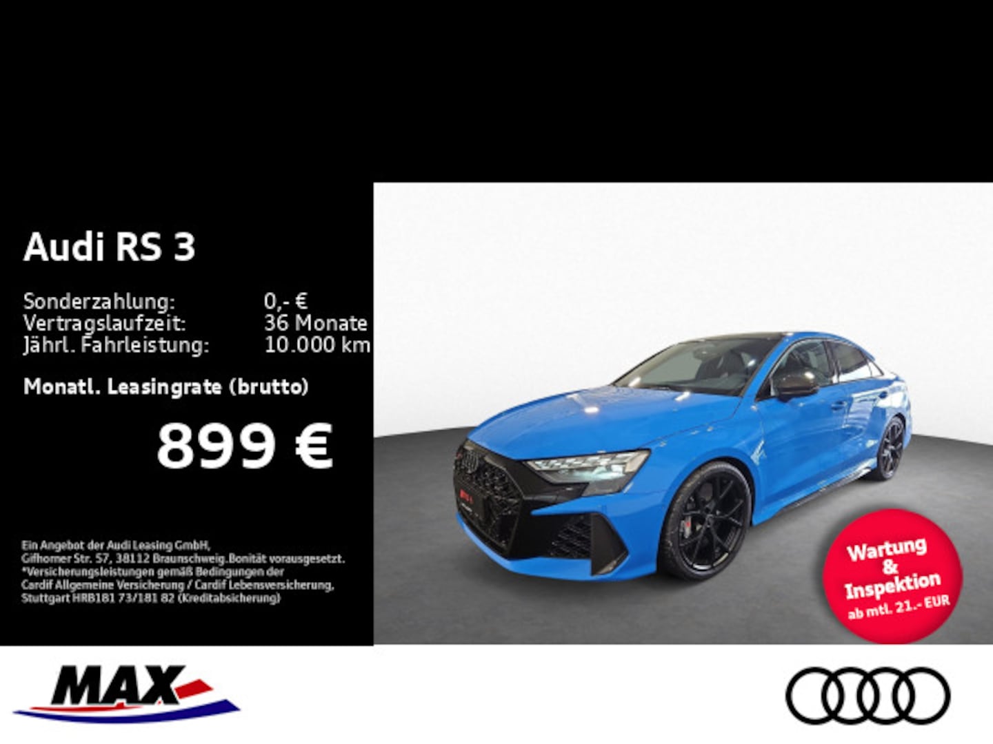 Bild über Audi RS 3 Limousine TFSI quattro 294 kW S tronic - für weitere Informationen kontaktieren Sie den Audi Partner