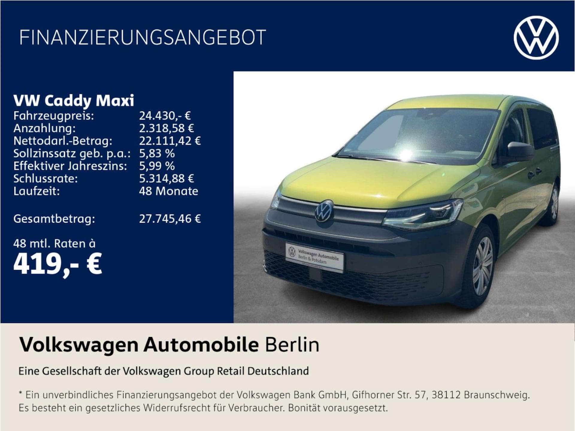 Volkswagen Caddy Maxi Kombi Basis-Modell