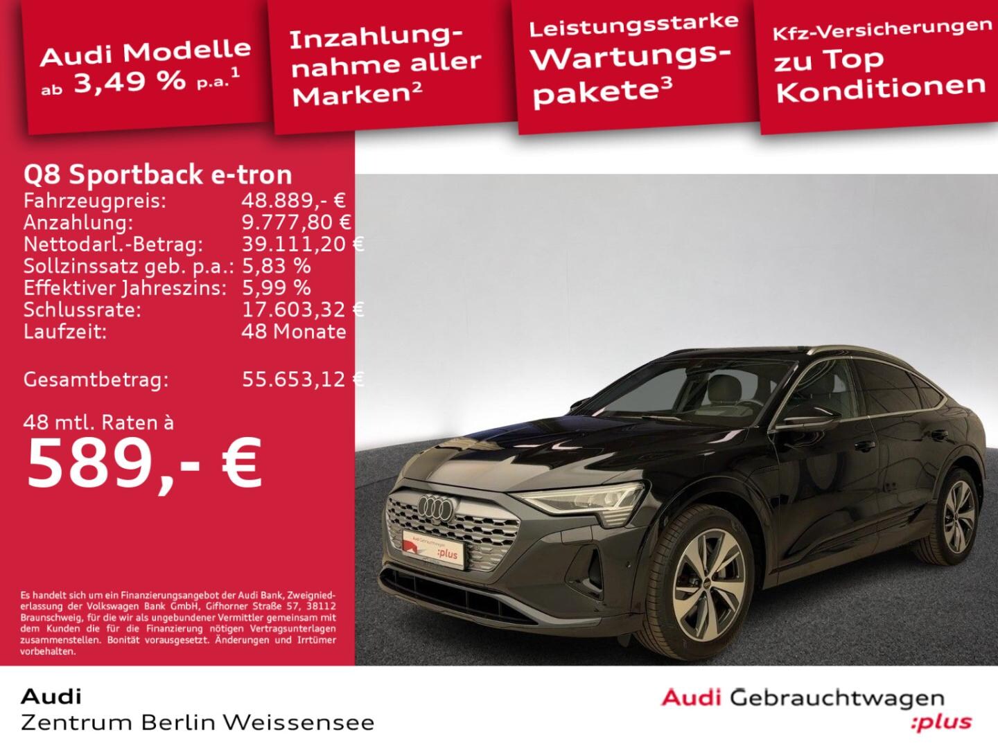 Bild über Audi Q8 Sportback e-tron advanced 55 e-tron quattro - für weitere Informationen kontaktieren Sie den Audi Partner