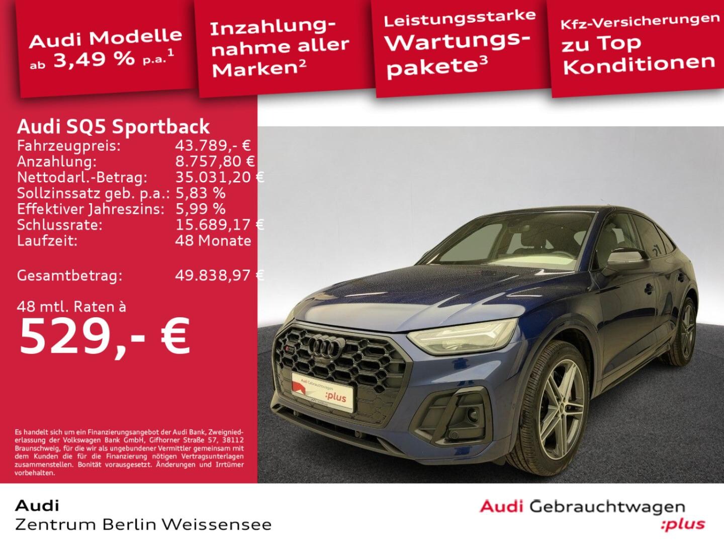 Bild über Audi SQ5 Sportback TDI tiptronic - für weitere Informationen kontaktieren Sie den Audi Partner