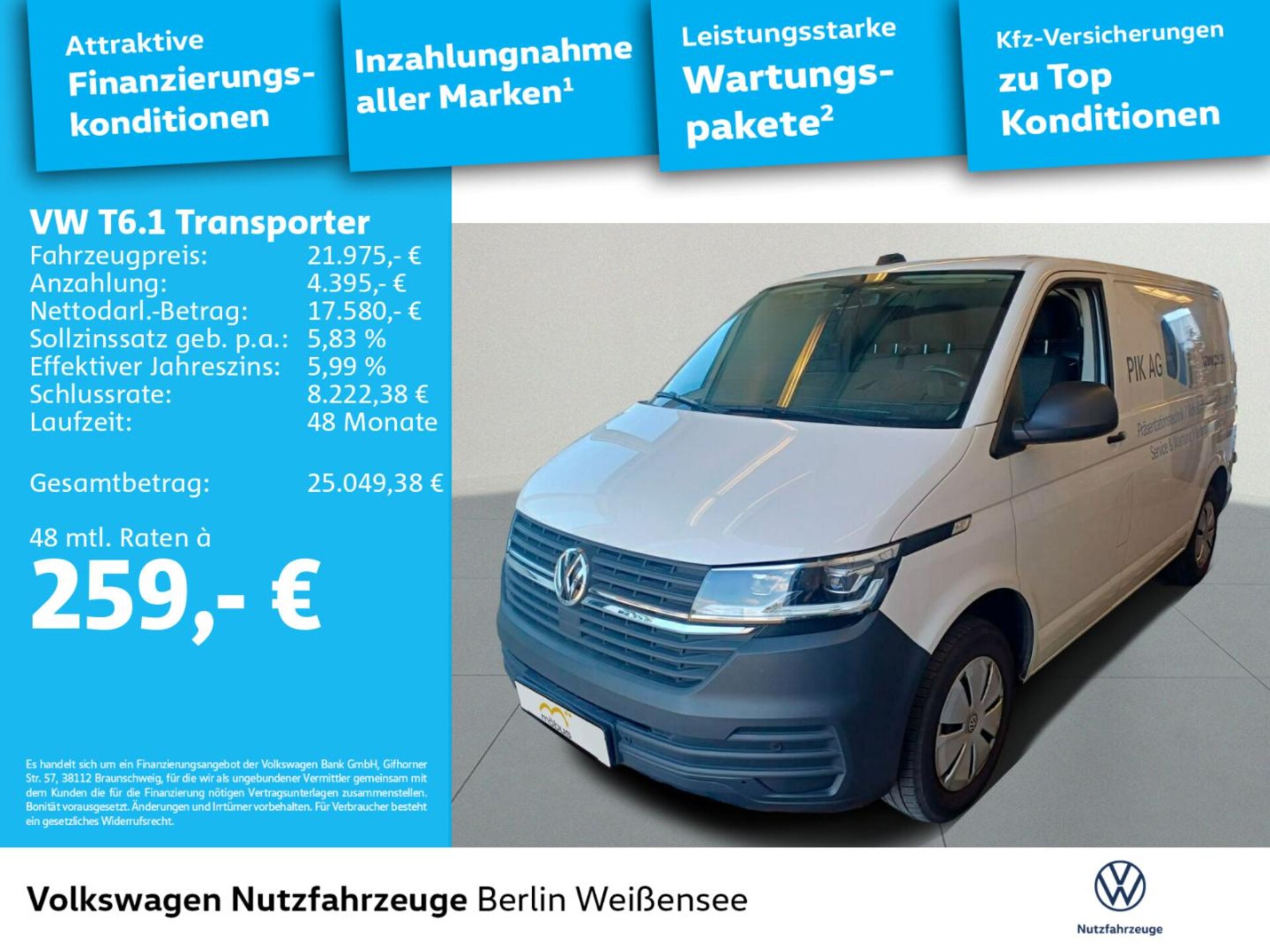 Volkswagen T6.1 Transporter Kasten kurzer Radstand