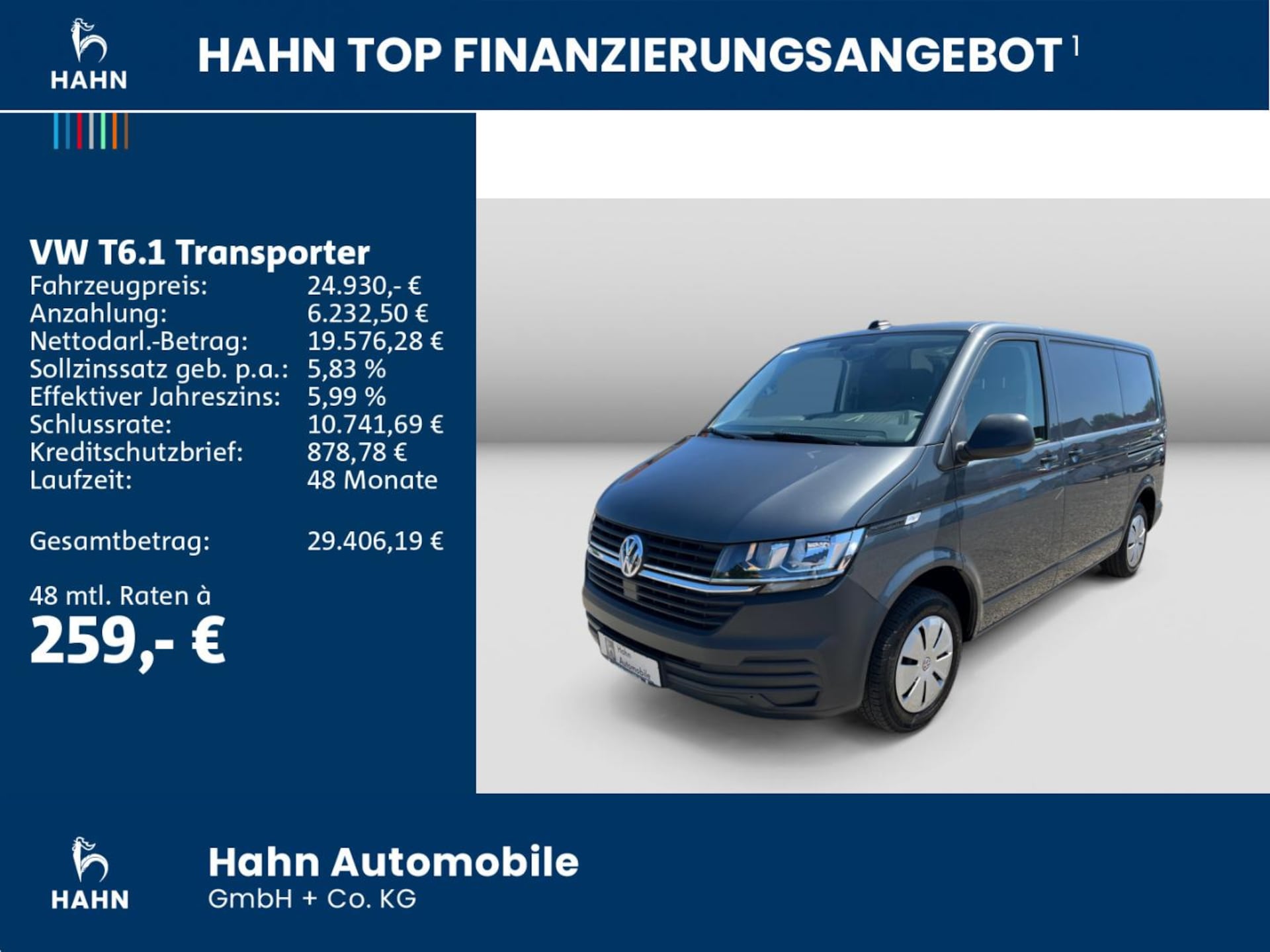 Volkswagen T6.1 Transporter Kasten kurzer Radstand EcoProfi