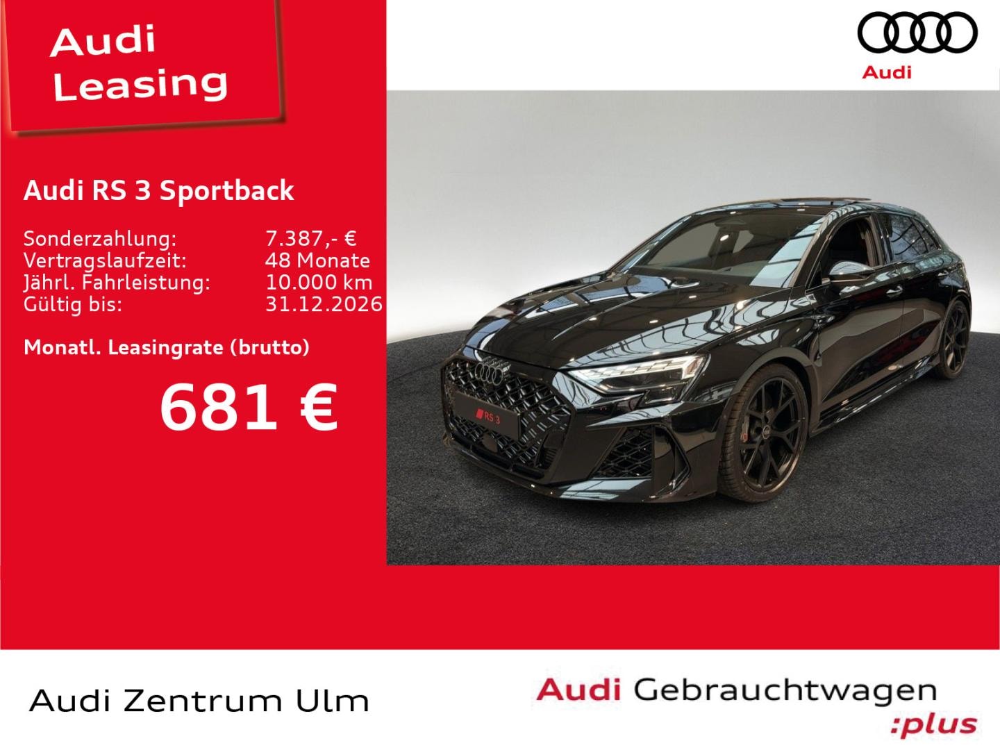 Bild über Audi RS 3 Sportback TFSI quattro 294 kW S tronic - für weitere Informationen kontaktieren Sie den Audi Partner