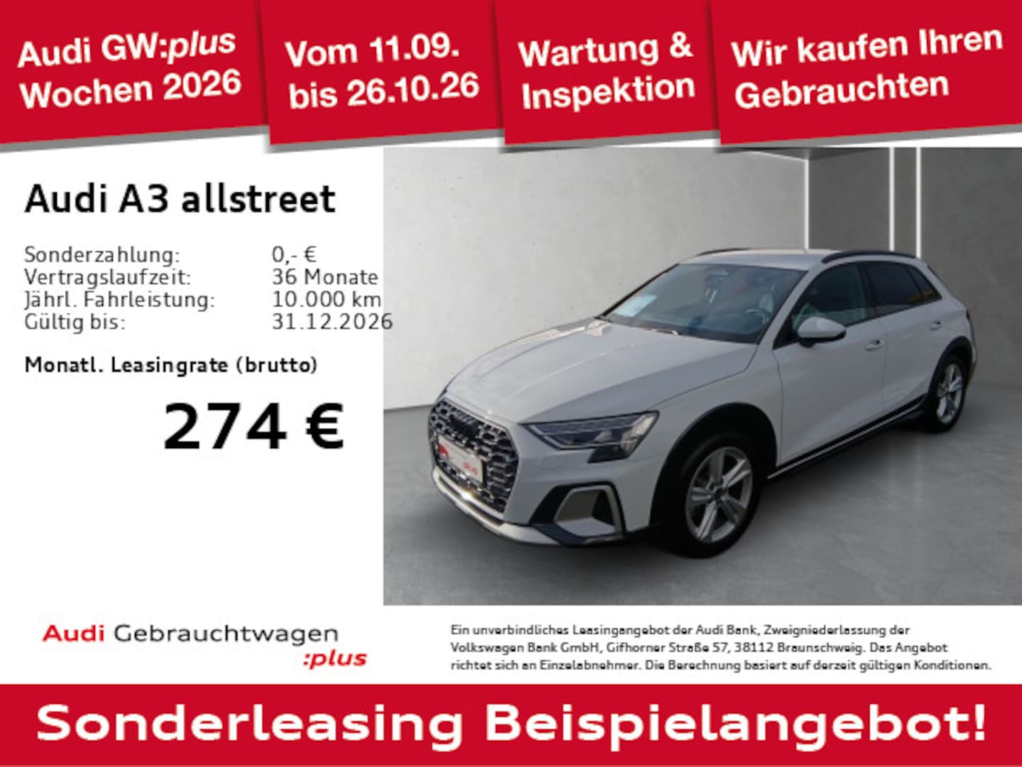 Bild über Audi A3 allstreet TFSI Schaltgetriebe - für weitere Informationen kontaktieren Sie den Audi Partner