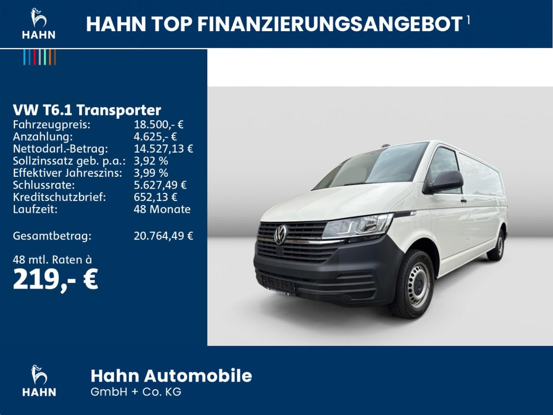 Volkswagen T6.1 Transporter Kasten langer Radstand EcoProfi