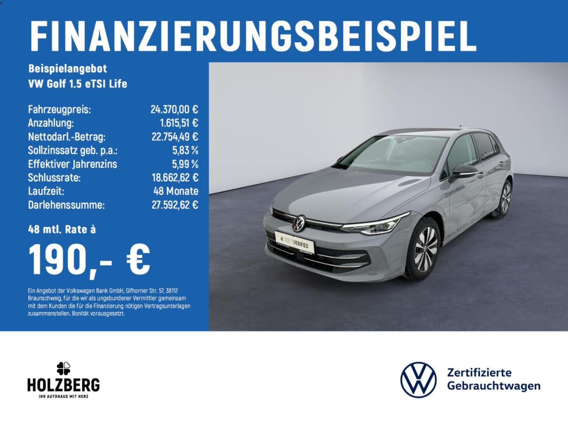 Volkswagen Golf 2025 — Golf 1.5 eTSI Life RFK+ACC+KEYLESS