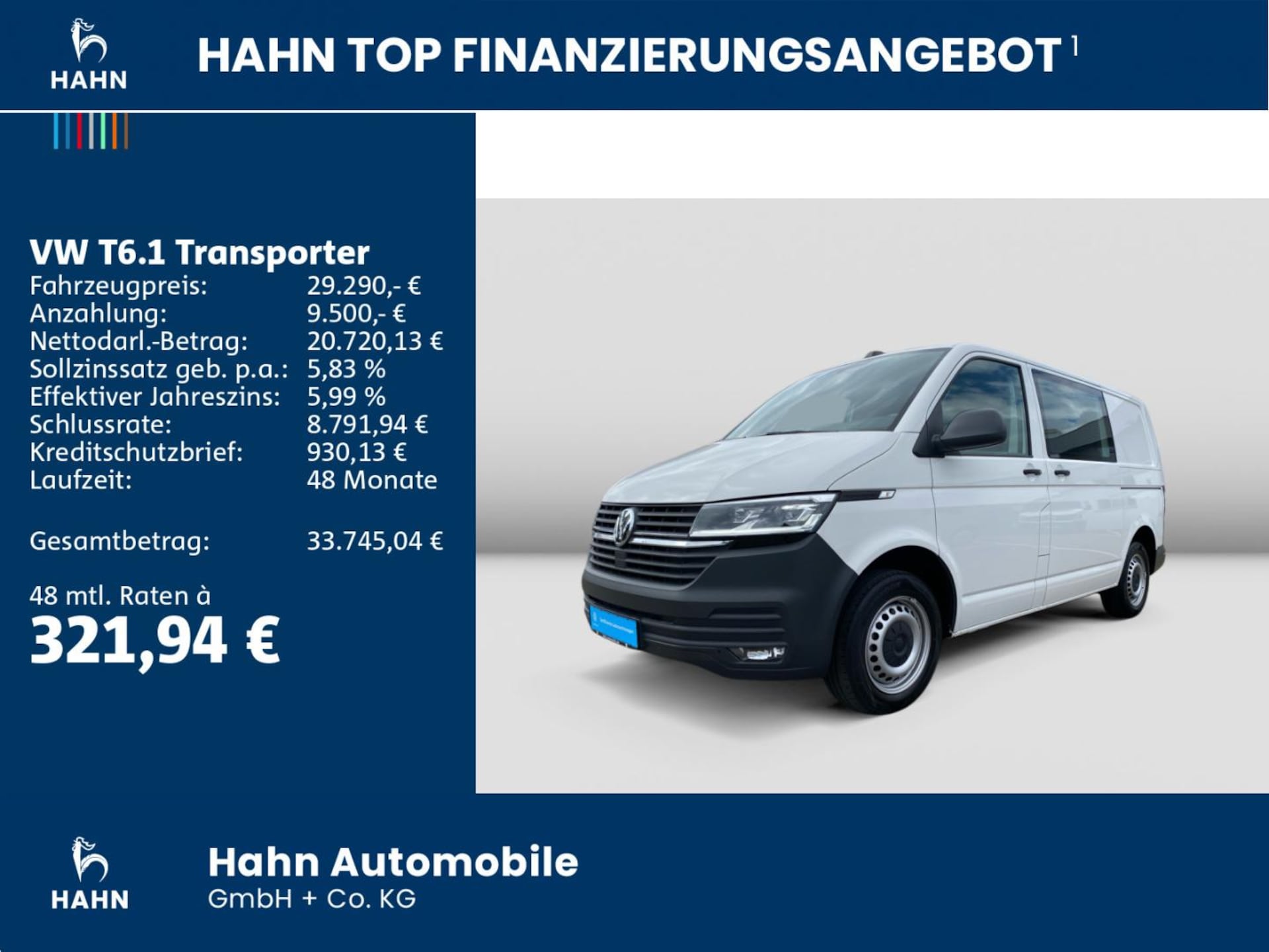 Volkswagen T6.1 Transporter Kasten kurzer Radstand