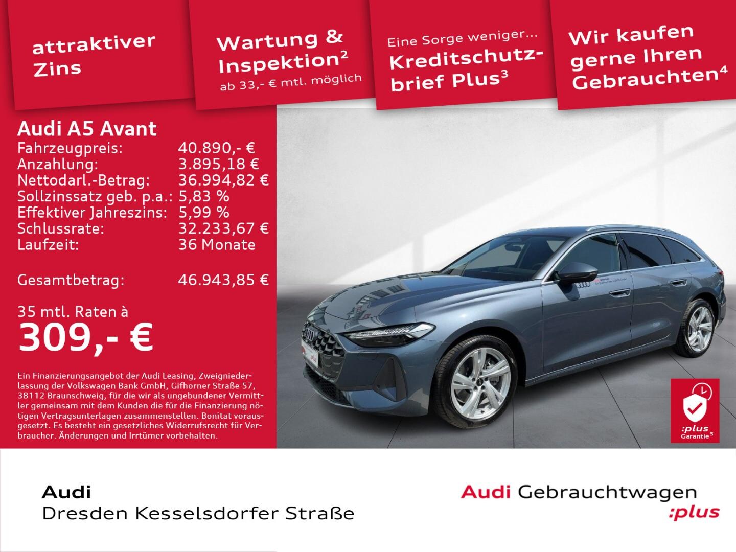 Bild über Audi A5 Avant TDI 150 kW S tronic - für weitere Informationen kontaktieren Sie den Audi Partner