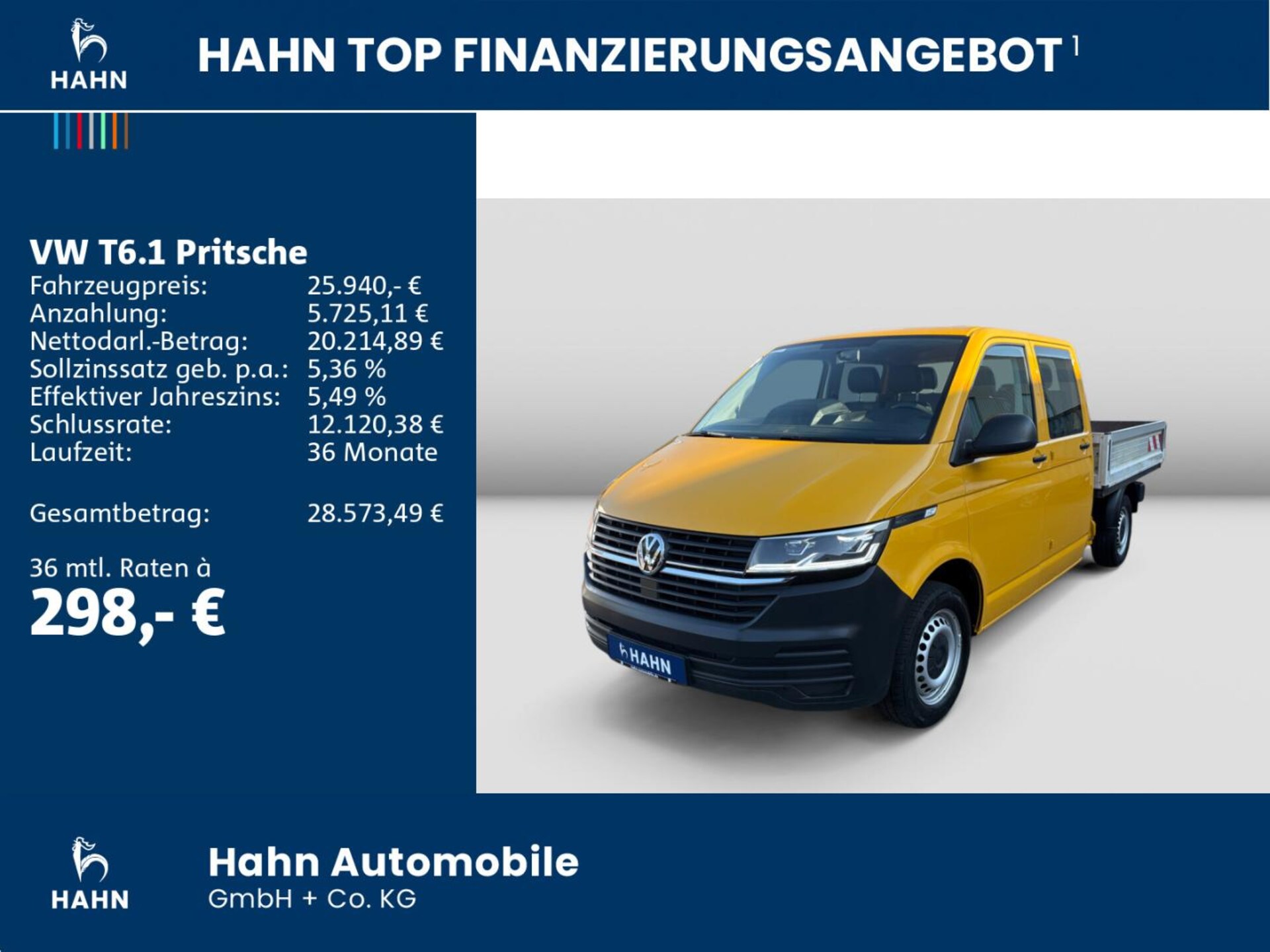 Volkswagen T6.1 Transporter Pritschenwagen Doppelkabine