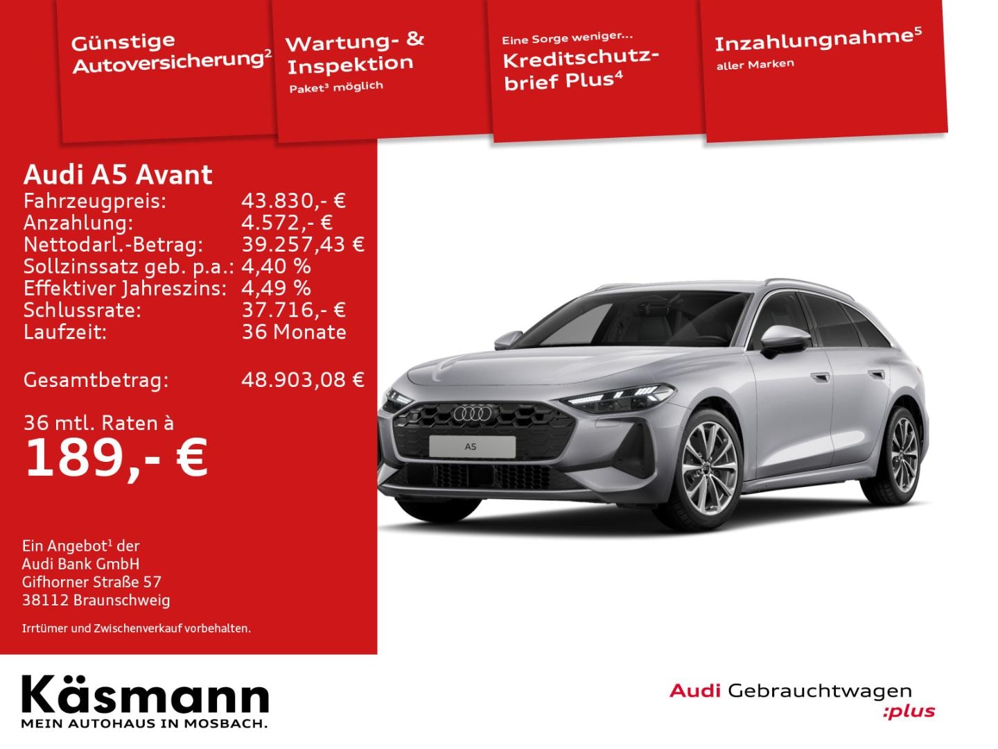 Bild über Audi A5 Avant TDI 150 kW S tronic - für weitere Informationen kontaktieren Sie den Audi Partner