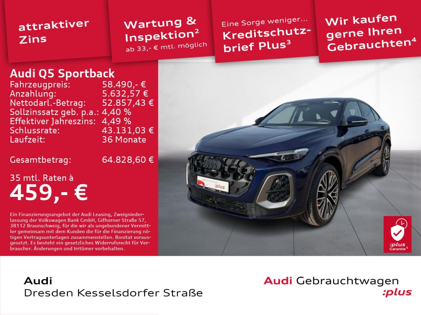 Bild über Audi Q5 Sportback TFSI 150 kW S tronic - für weitere Informationen kontaktieren Sie den Audi Partner