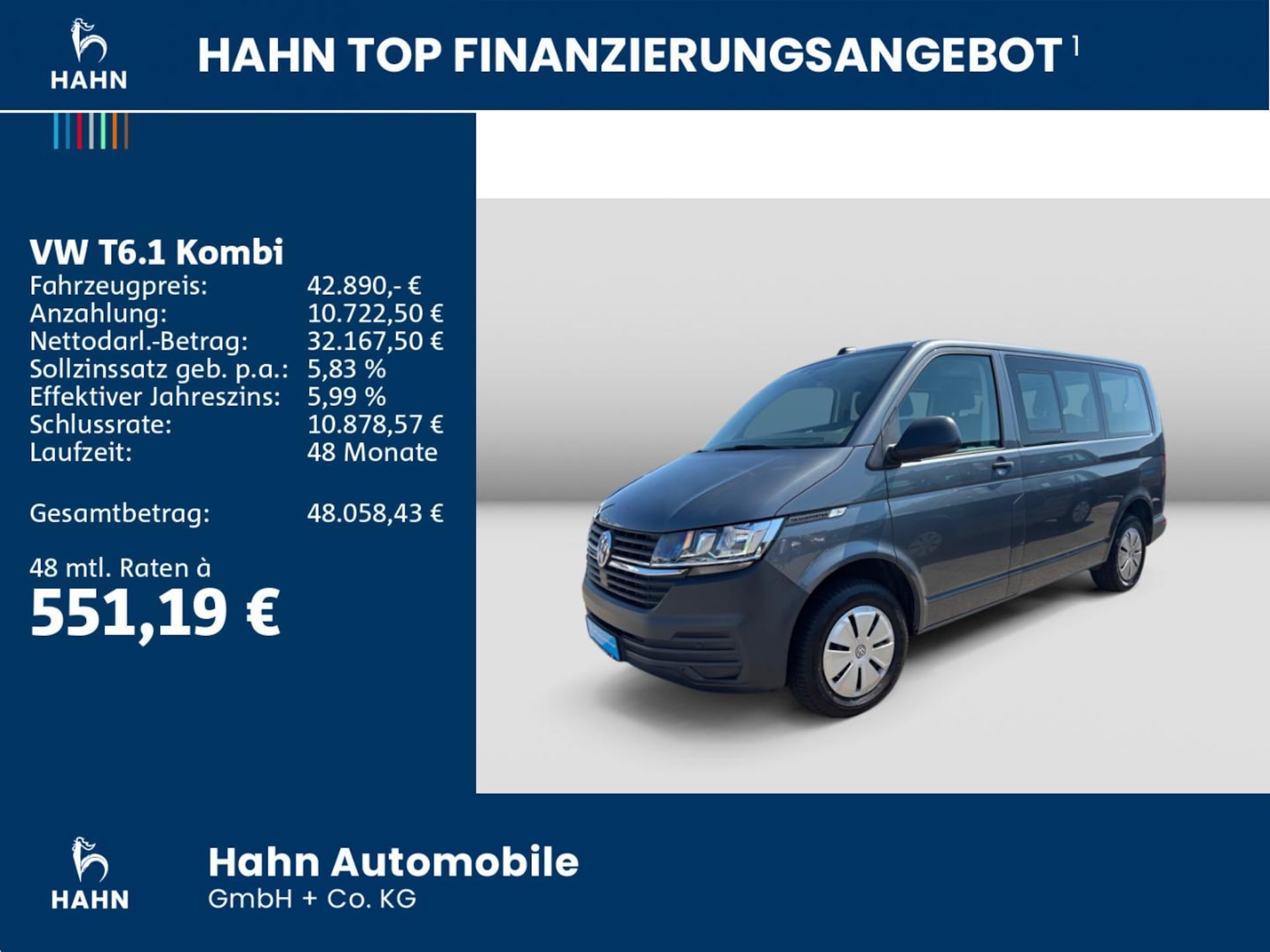 Volkswagen T6.1 Transporter Kombi kurzer Radstand
