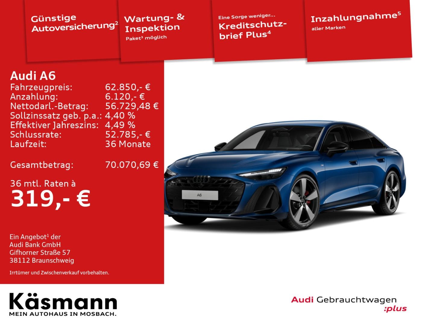 Bild über Audi A6 Limousine edition one TFSI quattro 270 kW S tronic - für weitere Informationen kontaktieren Sie den Audi Partner