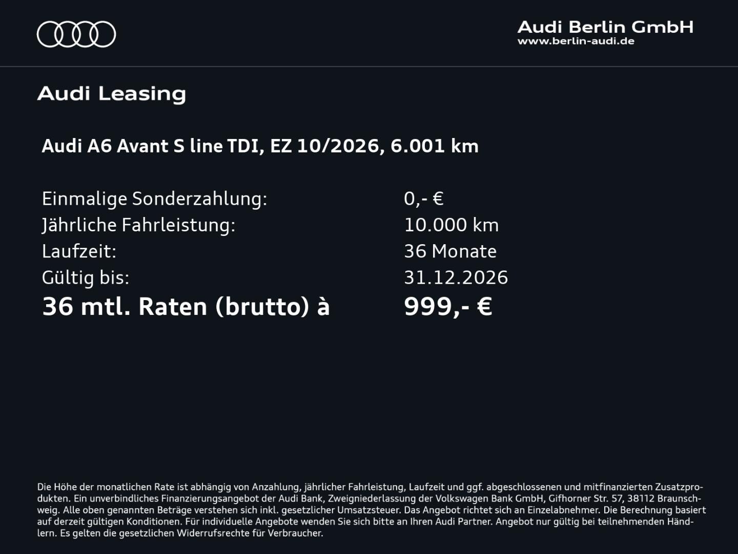 Bild über Audi A6 Avant TDI 150 kW S tronic - für weitere Informationen kontaktieren Sie den Audi Partner