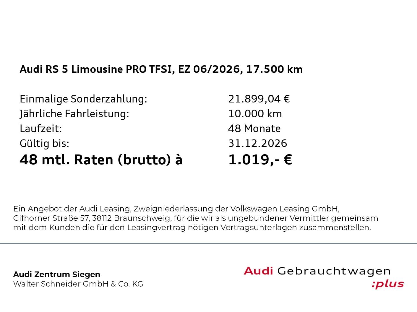 Bild über Audi RS 5 Limousine TFSI quattro 470 kW tiptronic - für weitere Informationen kontaktieren Sie den Audi Partner