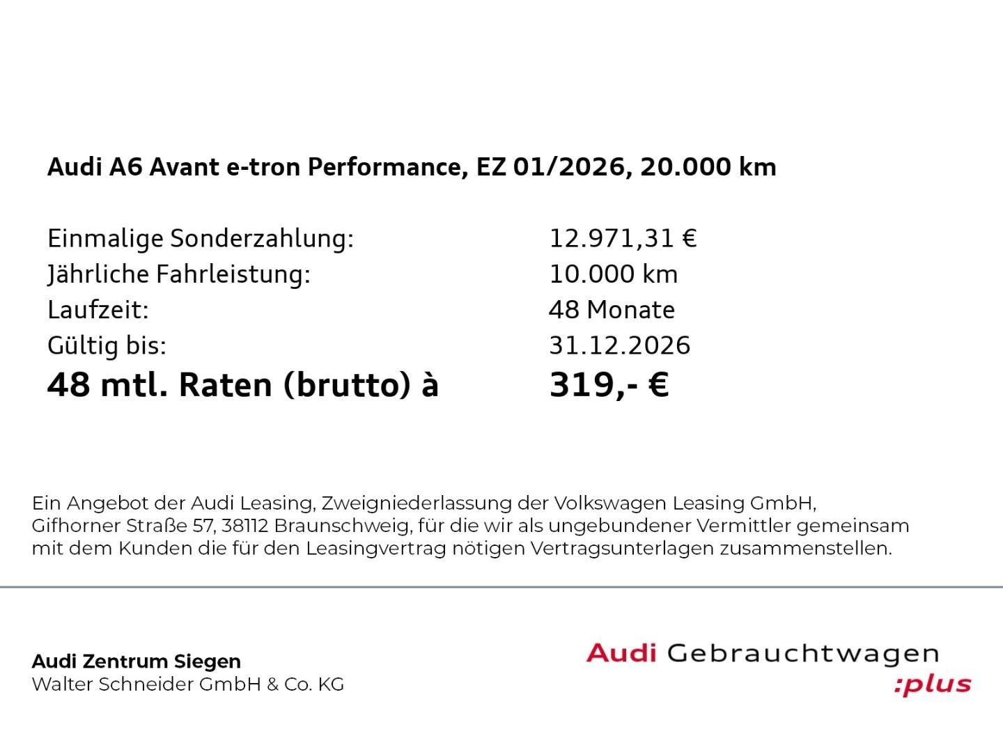 Bild über Audi A6 Avant e-tron e-tron performance - für weitere Informationen kontaktieren Sie den Audi Partner