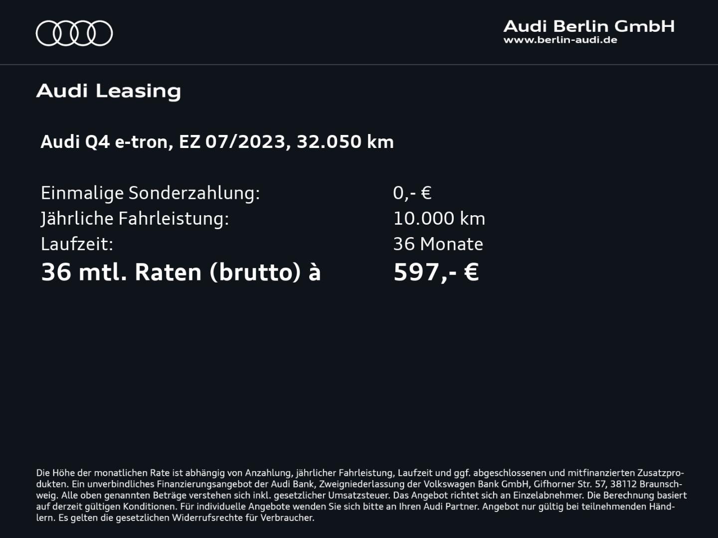 Bild über Audi Q4 e-tron 40 e-tron - für weitere Informationen kontaktieren Sie den Audi Partner