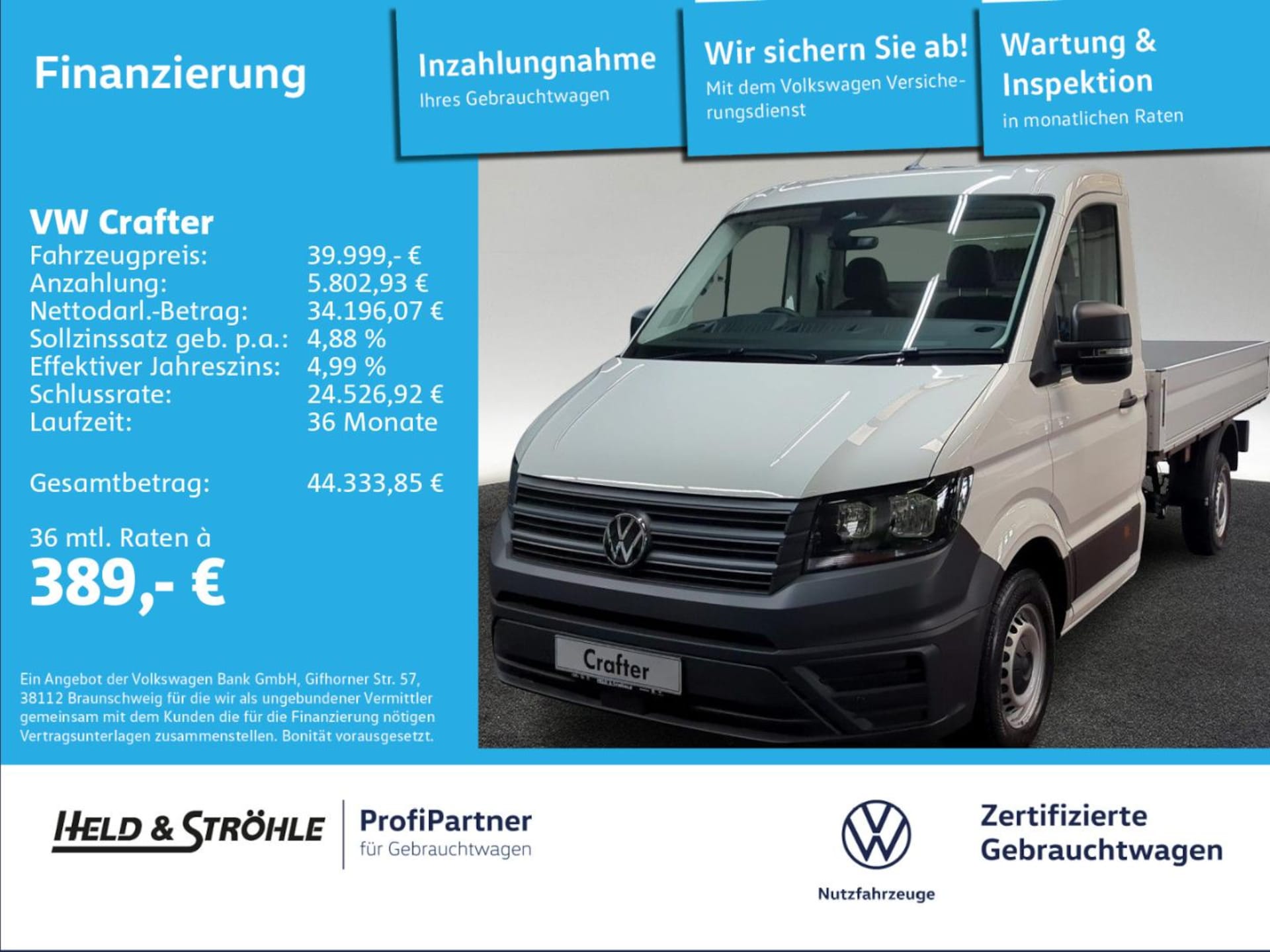 Volkswagen Crafter Einzelkabine mittlerer Radstand