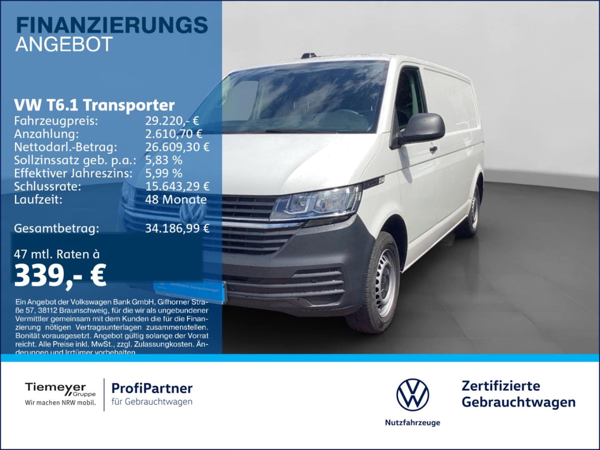 Volkswagen T6.1 Transporter Kasten langer Radstand