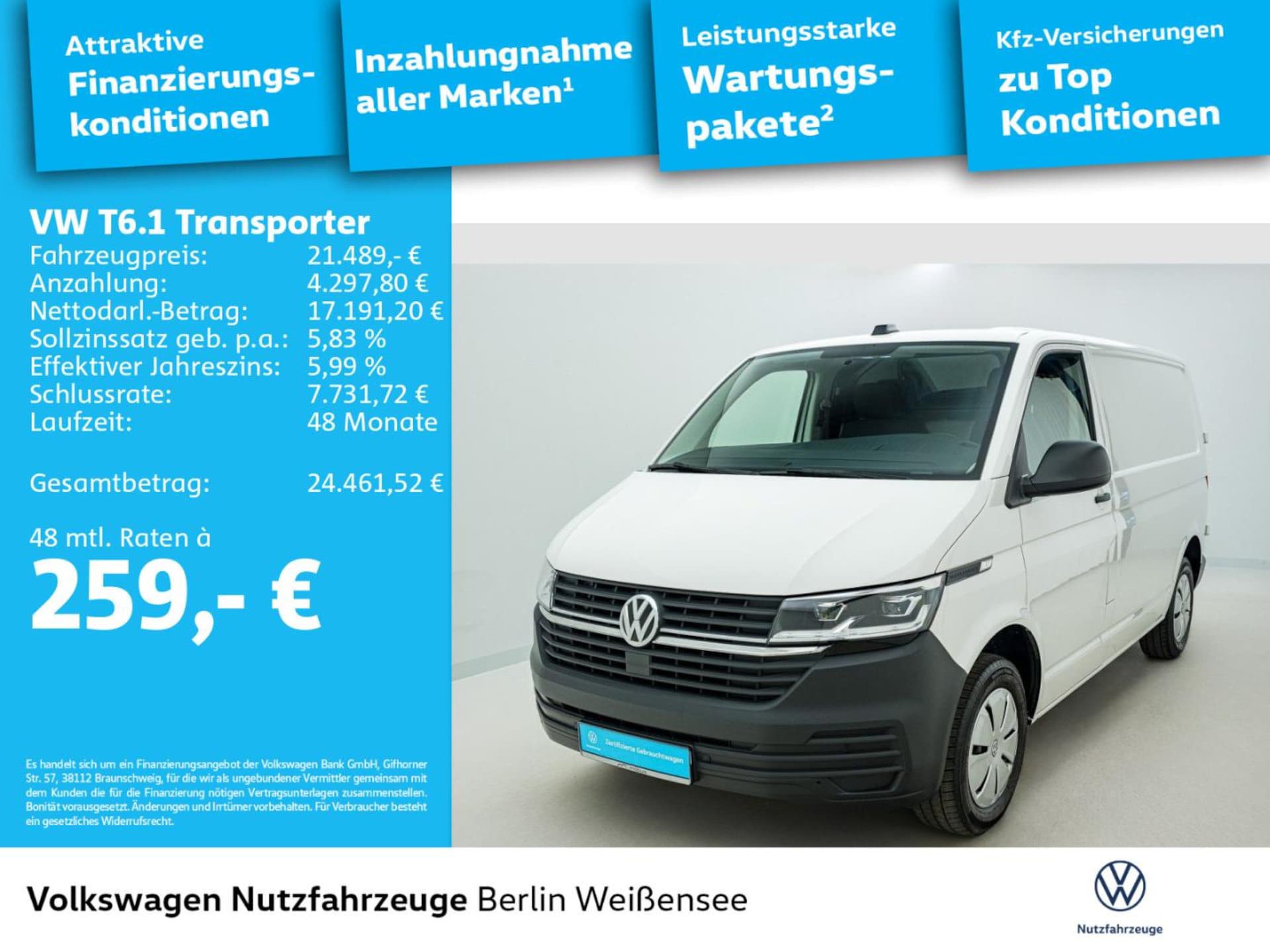 Volkswagen T6.1 Transporter Kasten kurzer Radstand