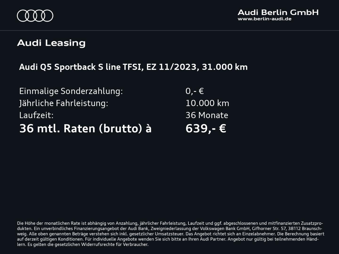 Bild über Audi Q5 Sportback 45 TFSI quattro S tronic - für weitere Informationen kontaktieren Sie den Audi Partner