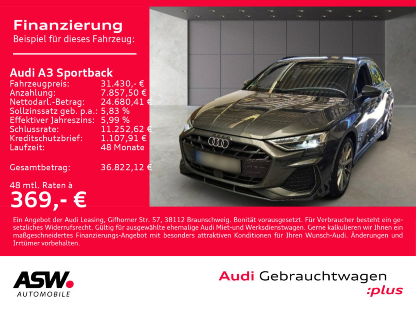 Bild über Audi A3 Sportback S line 35 TDI S tronic - für weitere Informationen kontaktieren Sie den Audi Partner