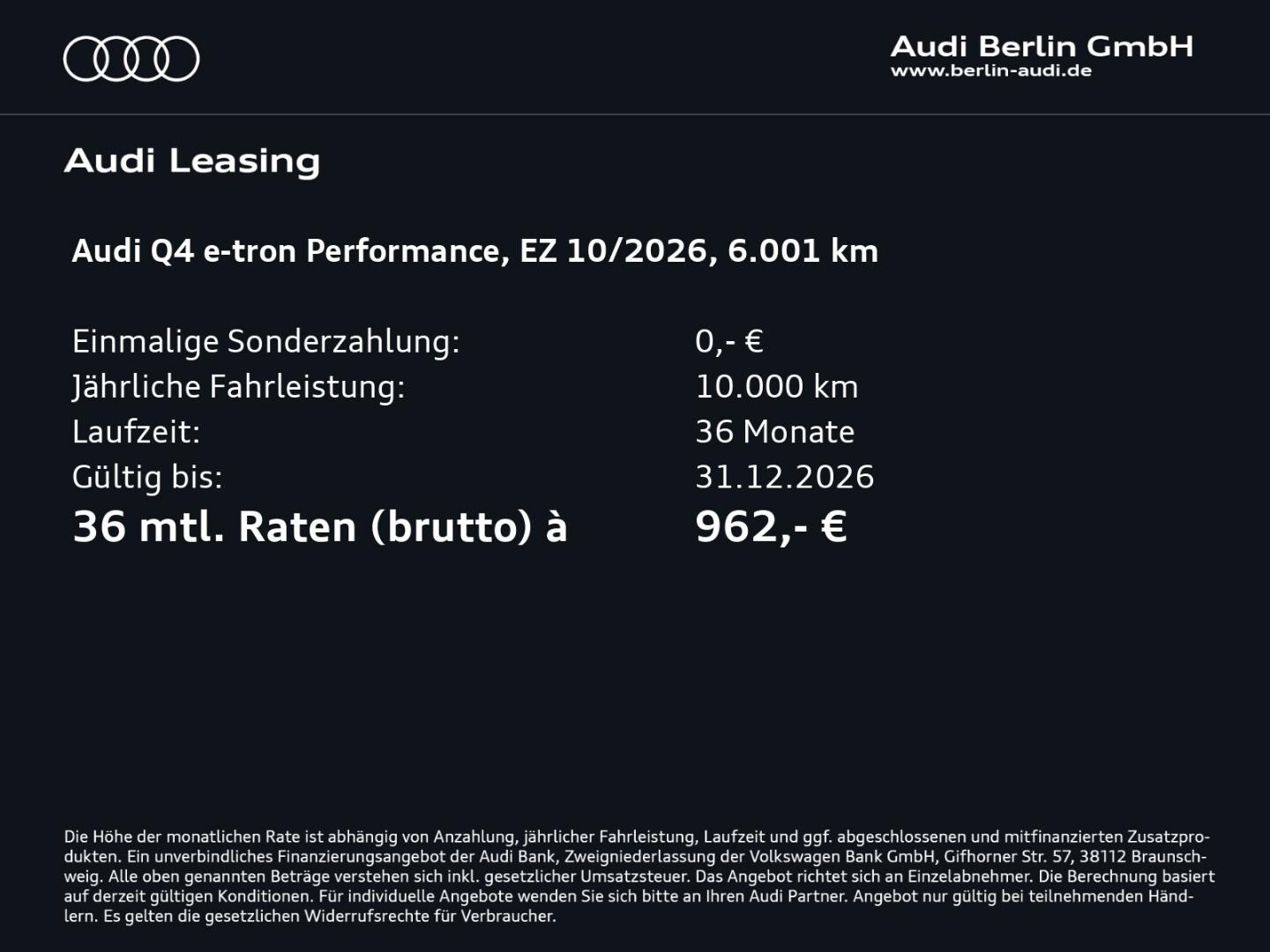 Bild über Audi Q4 SUV e-tron e-tron quattro performance 250 kW - für weitere Informationen kontaktieren Sie den Audi Partner