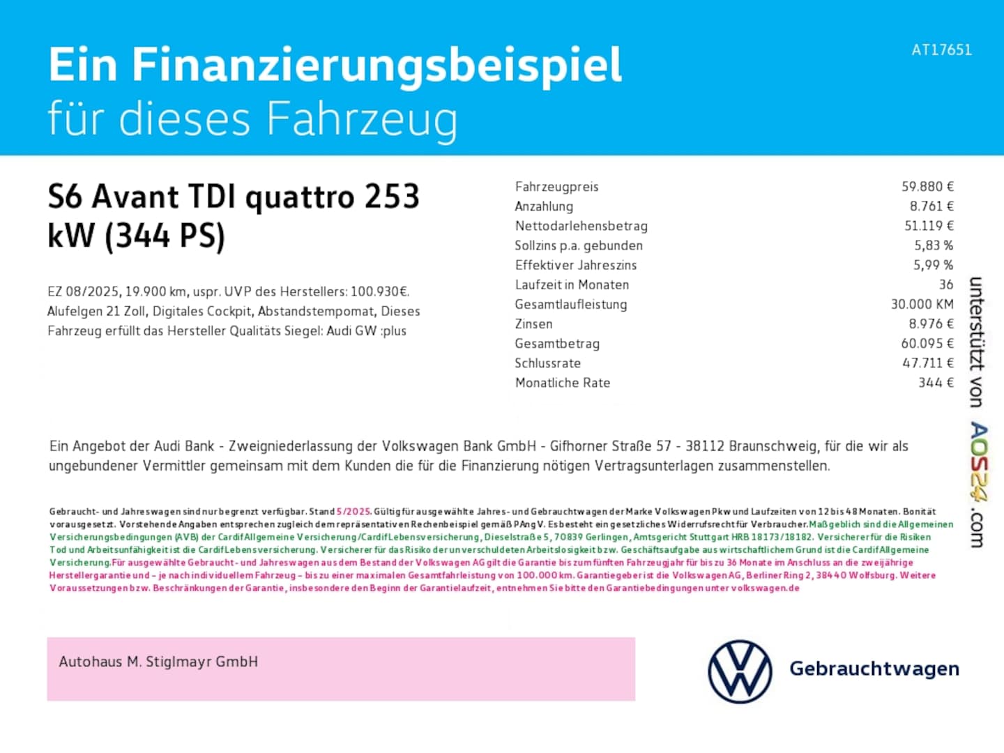 Bild über Audi S6 Avant TDI quattro tiptronic - für weitere Informationen kontaktieren Sie den Audi Partner