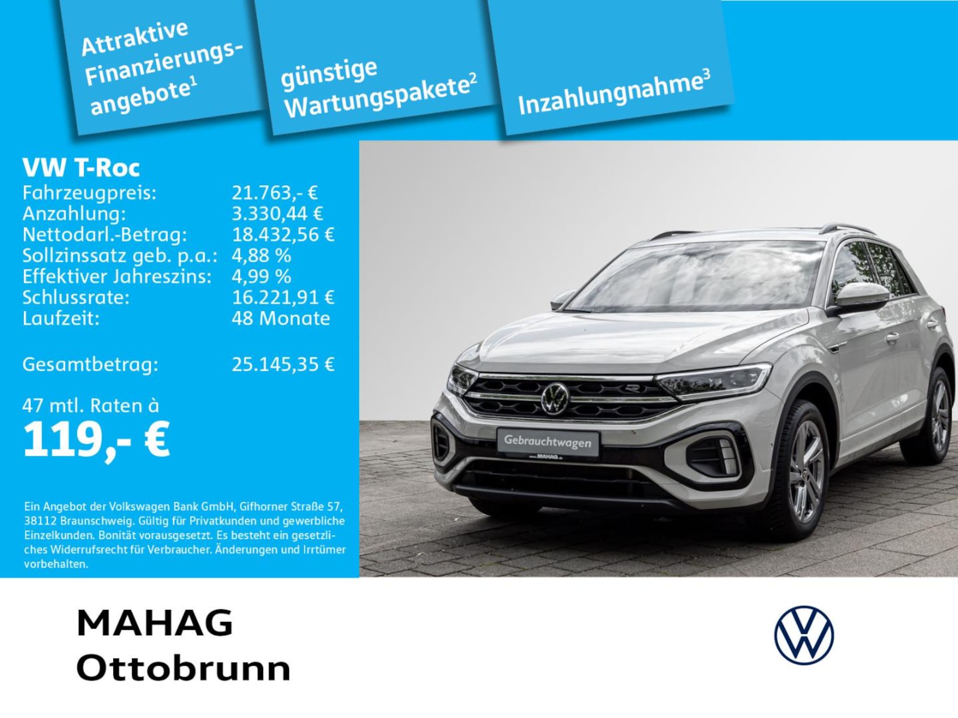 Volkswagen T-Roc 2024 — T-ROC R-Line 1.0 TSI AHK LED+ ParkAssist RearView App 6-Gang