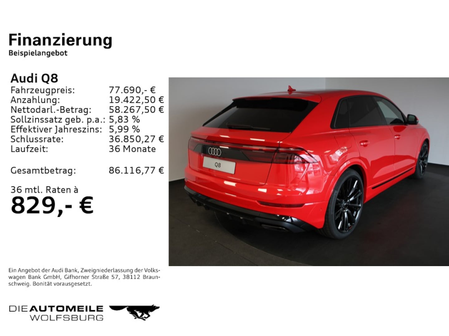 Bild über Audi Q8 SUV 50 TDI quattro tiptronic - für weitere Informationen kontaktieren Sie den Audi Partner