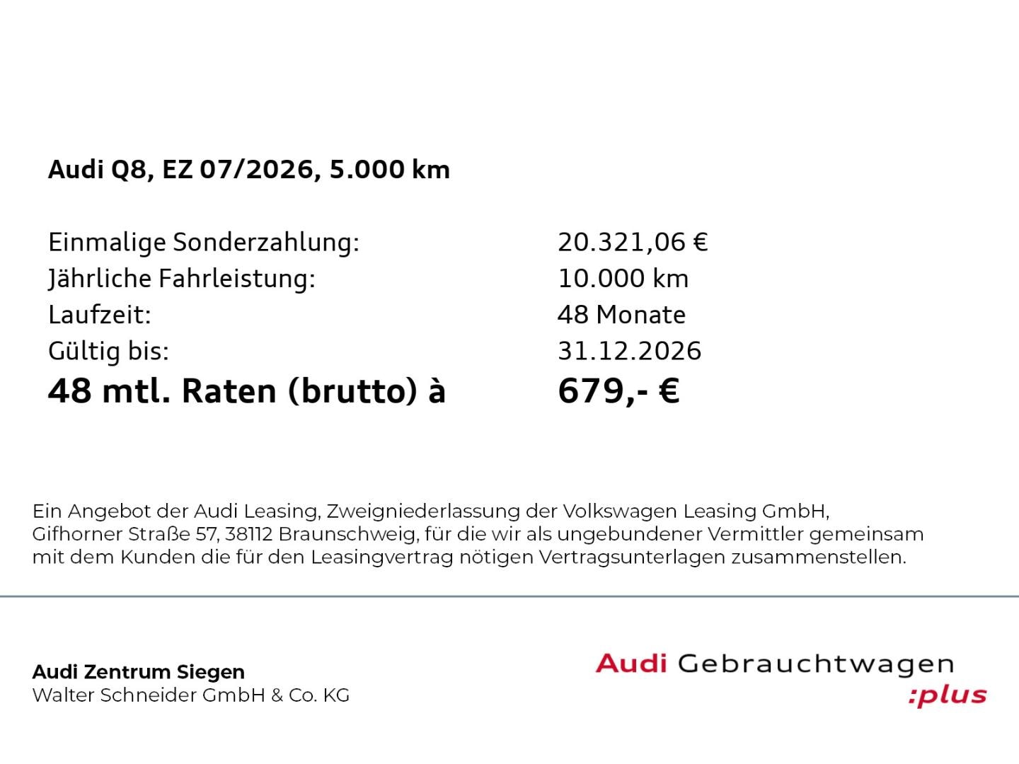 Bild über Audi Q8 SUV TFSI e S line business TFSI e quattro 360 kW tiptronic - für weitere Informationen kontaktieren Sie den Audi Partner