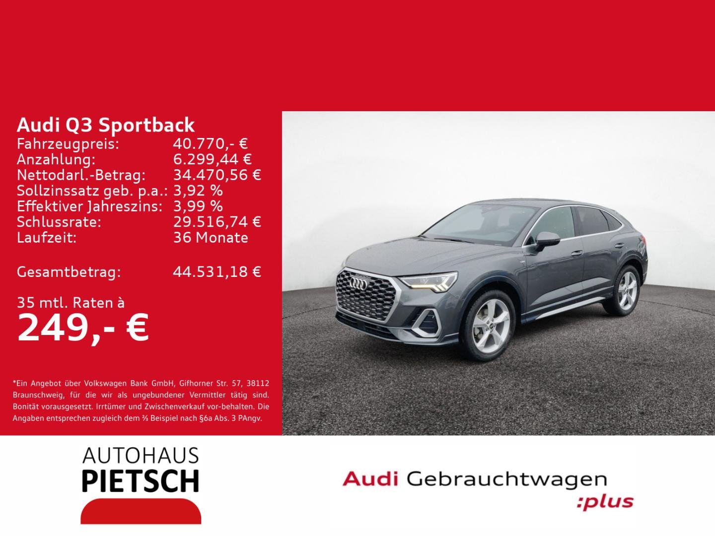 Bild über Audi Q3 Sportback S line 35 TFSI S tronic - für weitere Informationen kontaktieren Sie den Audi Partner
