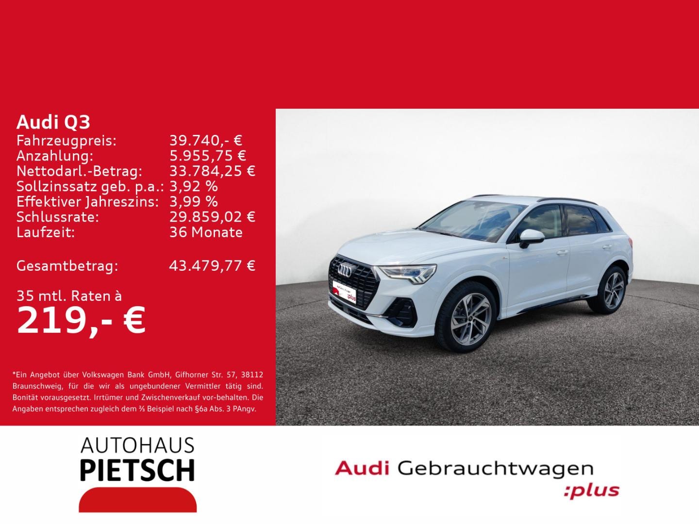 Bild über Audi Q3 TFSI quattro 140 kW S tronic - für weitere Informationen kontaktieren Sie den Audi Partner