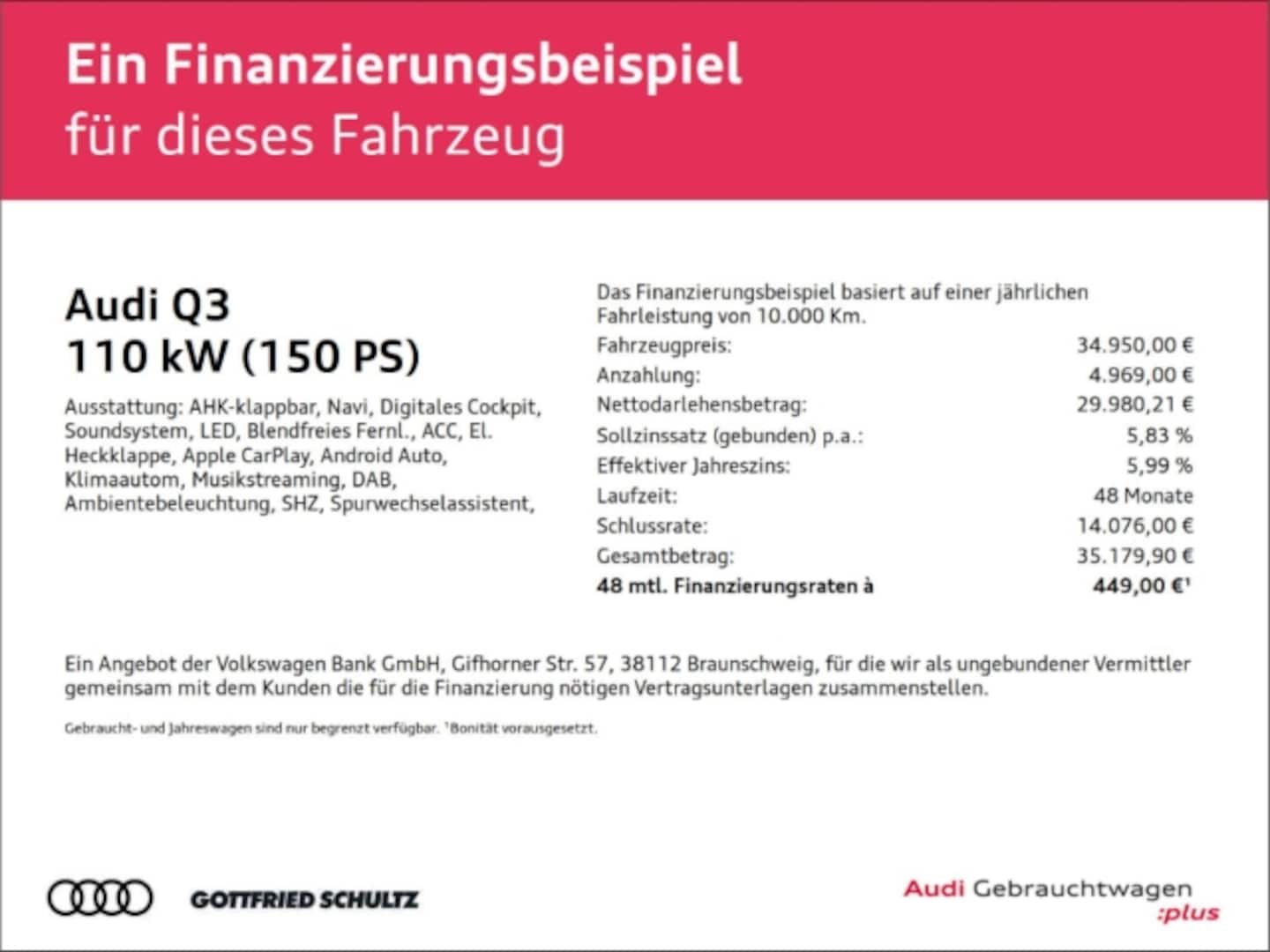 Bild über Audi Q3 S line 35 TFSI S tronic - für weitere Informationen kontaktieren Sie den Audi Partner