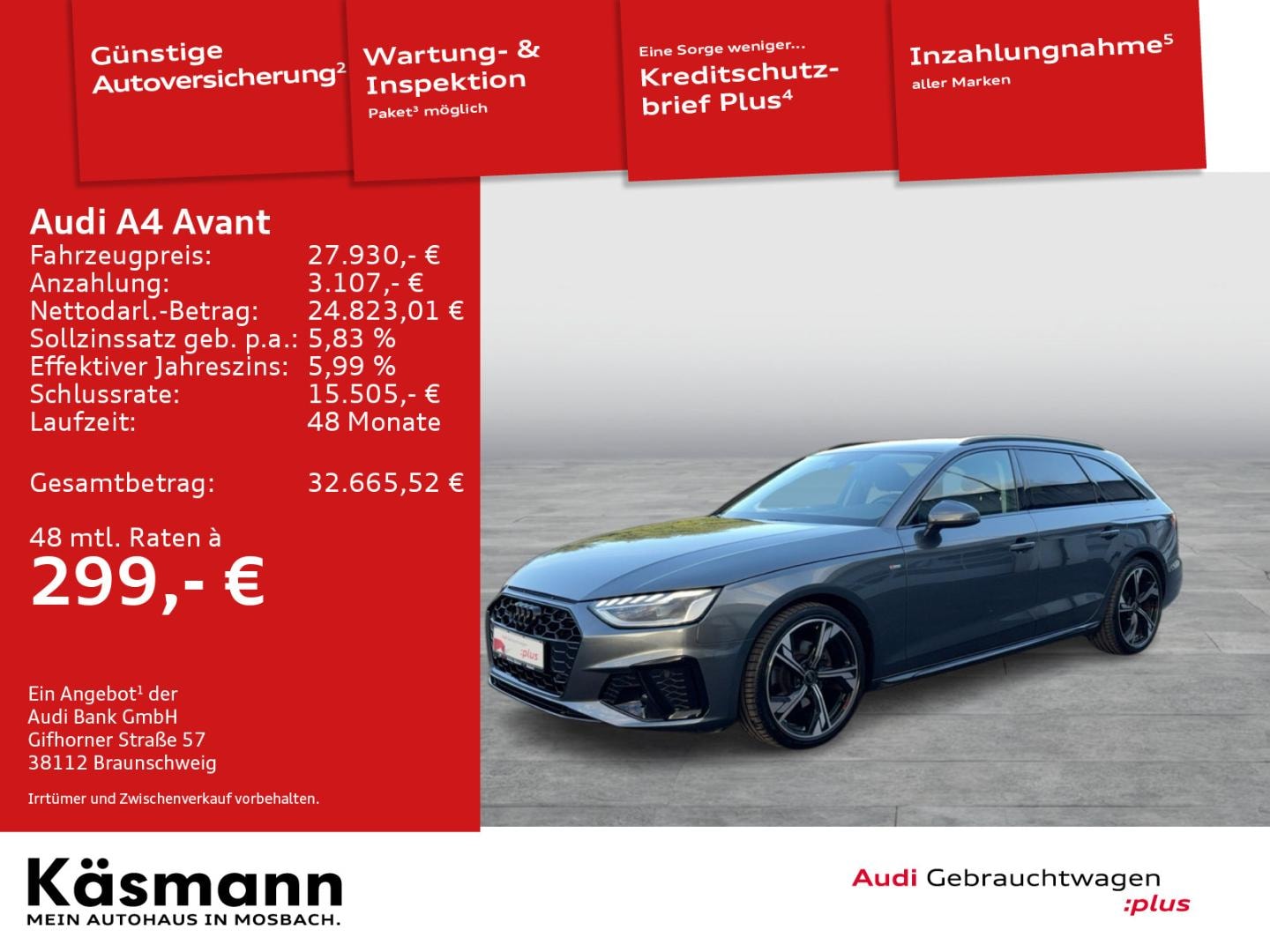 Bild über Audi A4 Avant S line 35 TFSI S tronic - für weitere Informationen kontaktieren Sie den Audi Partner