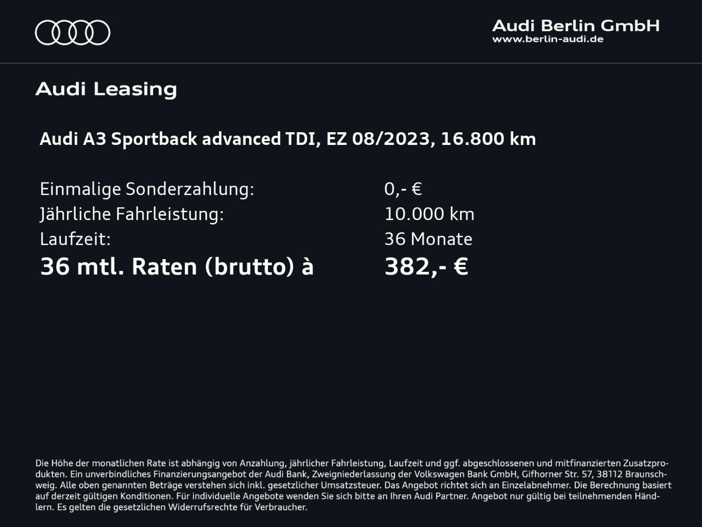 Bild über Audi A3 Sportback advanced 30 TDI S tronic - für weitere Informationen kontaktieren Sie den Audi Partner