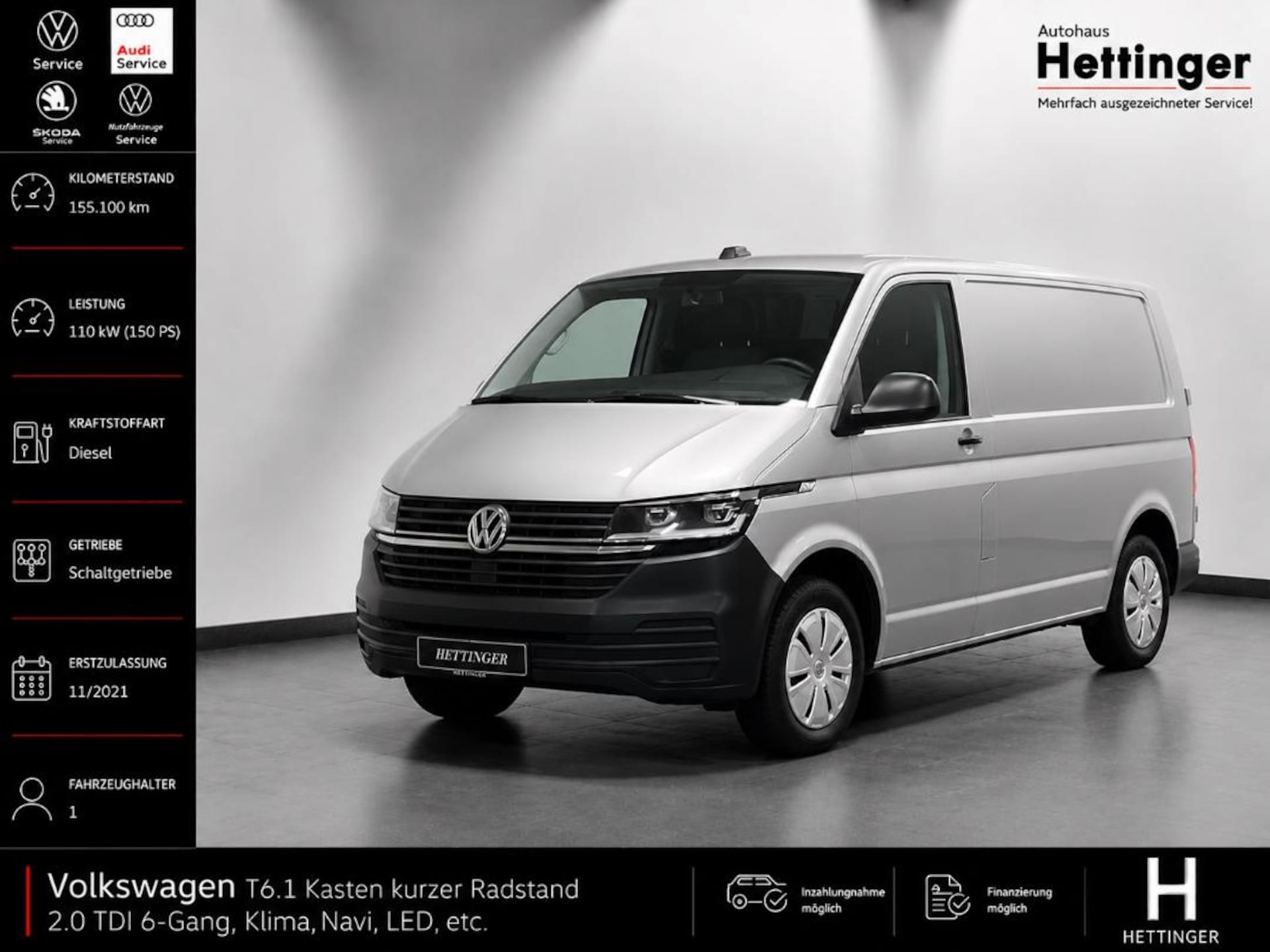 Volkswagen T6.1 Transporter Kasten kurzer Radstand