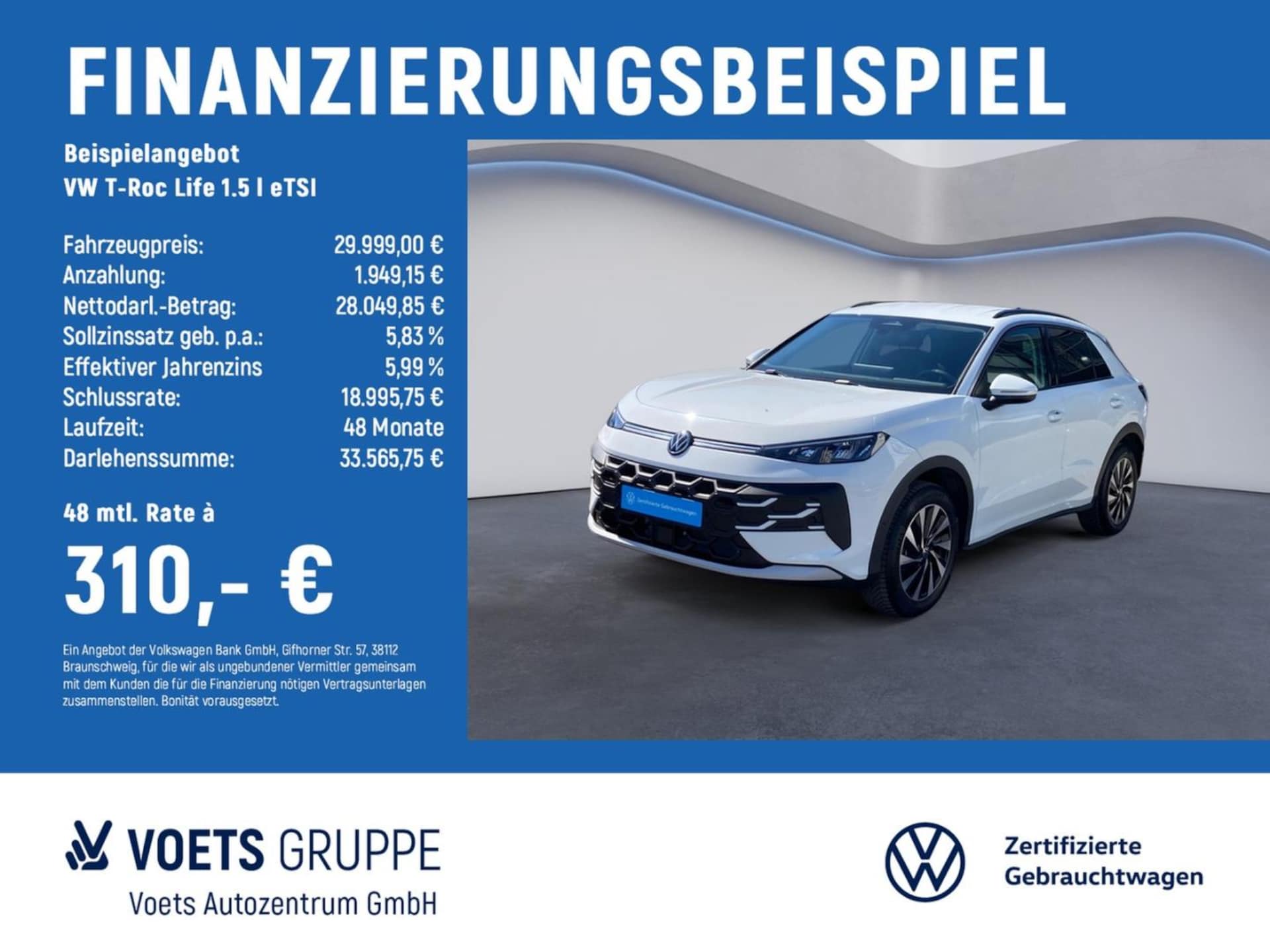 Volkswagen T-Roc — Volkswagen T-Roc T-Roc Life 1.5 l eTSI NAVI+LANEASSIST+KEYLESS