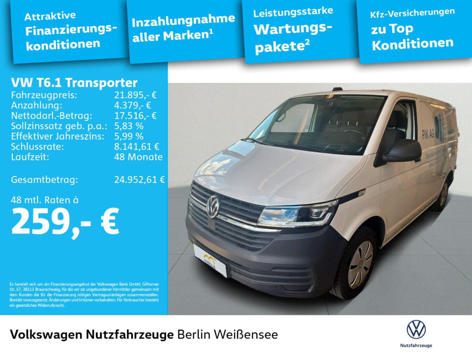 Volkswagen T6.1 Transporter Kasten kurzer Radstand