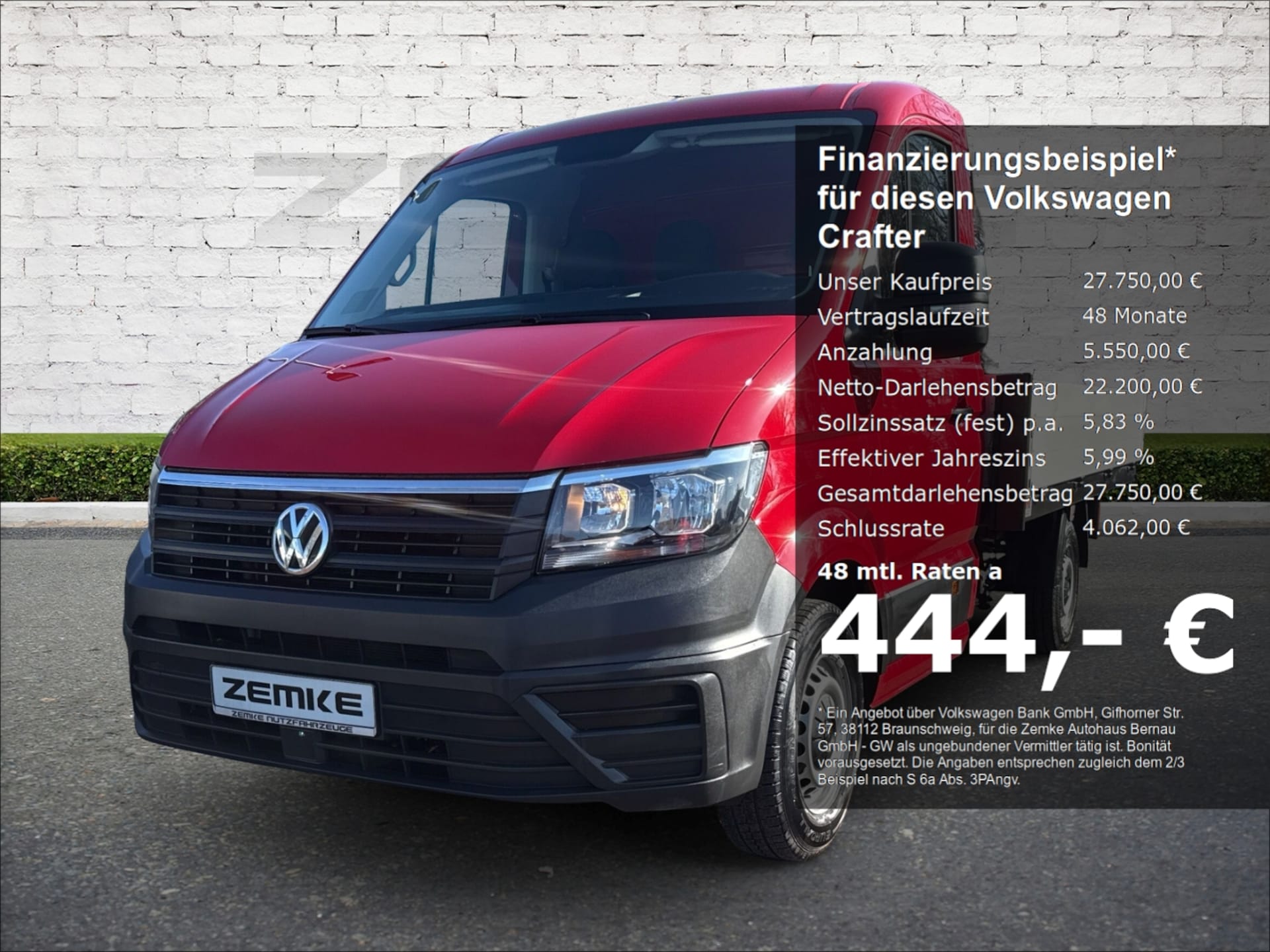 Volkswagen Crafter Einzelkabine mittlerer Radstand