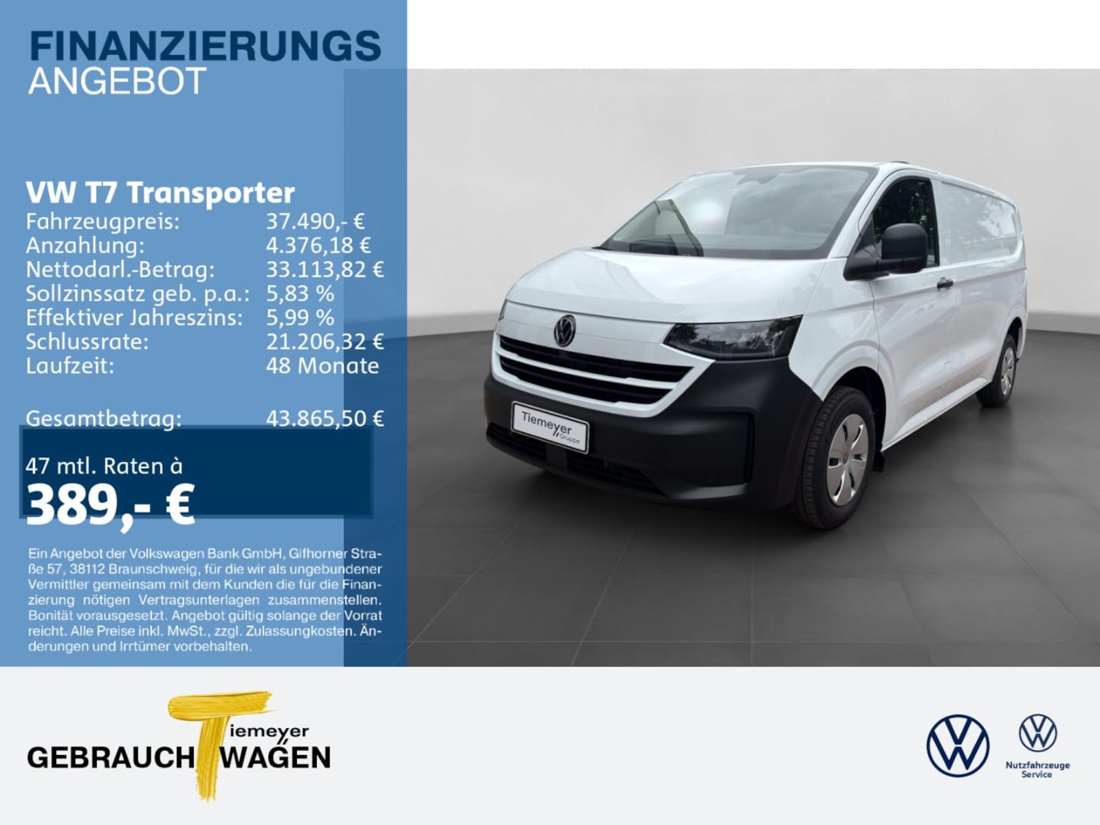 Volkswagen Transporter Kasten kurzer Radstand