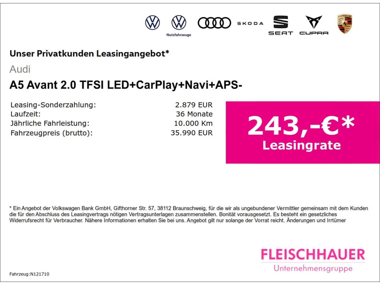 Bild über Audi A5 Avant TFSI 110 kW S tronic - für weitere Informationen kontaktieren Sie den Audi Partner