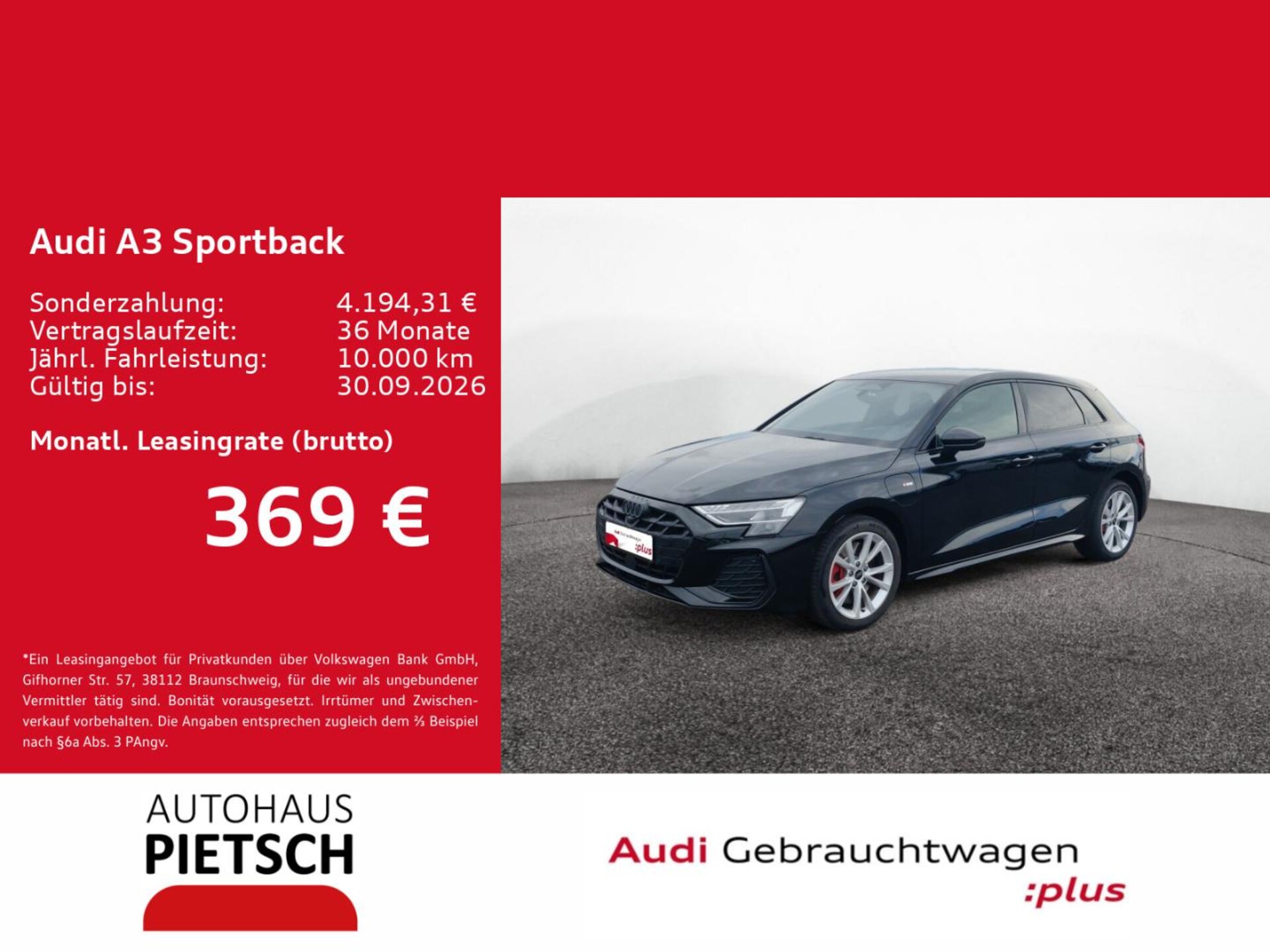 Audi A3 Sportback TFSI e S line