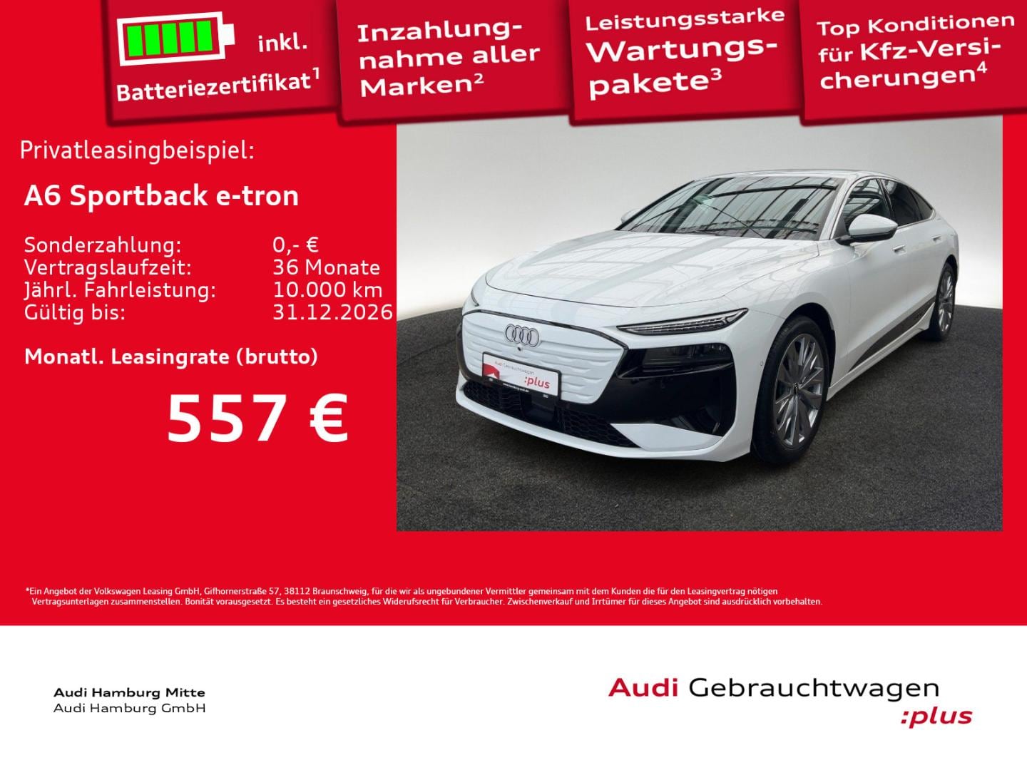 Bild über Audi A6 Sportback e-tron e-tron performance - für weitere Informationen kontaktieren Sie den Audi Partner